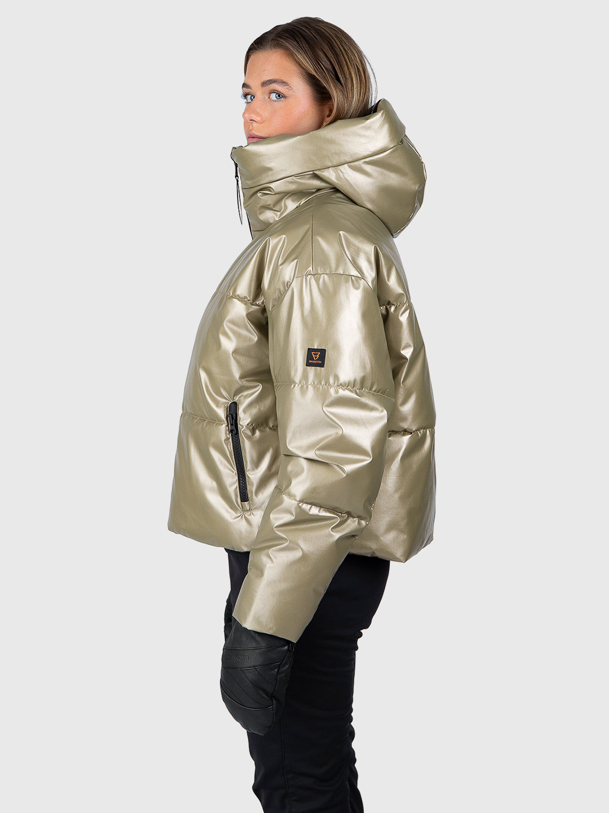 Fiaskia-Metallic Women Snow Jacket | Fungi
