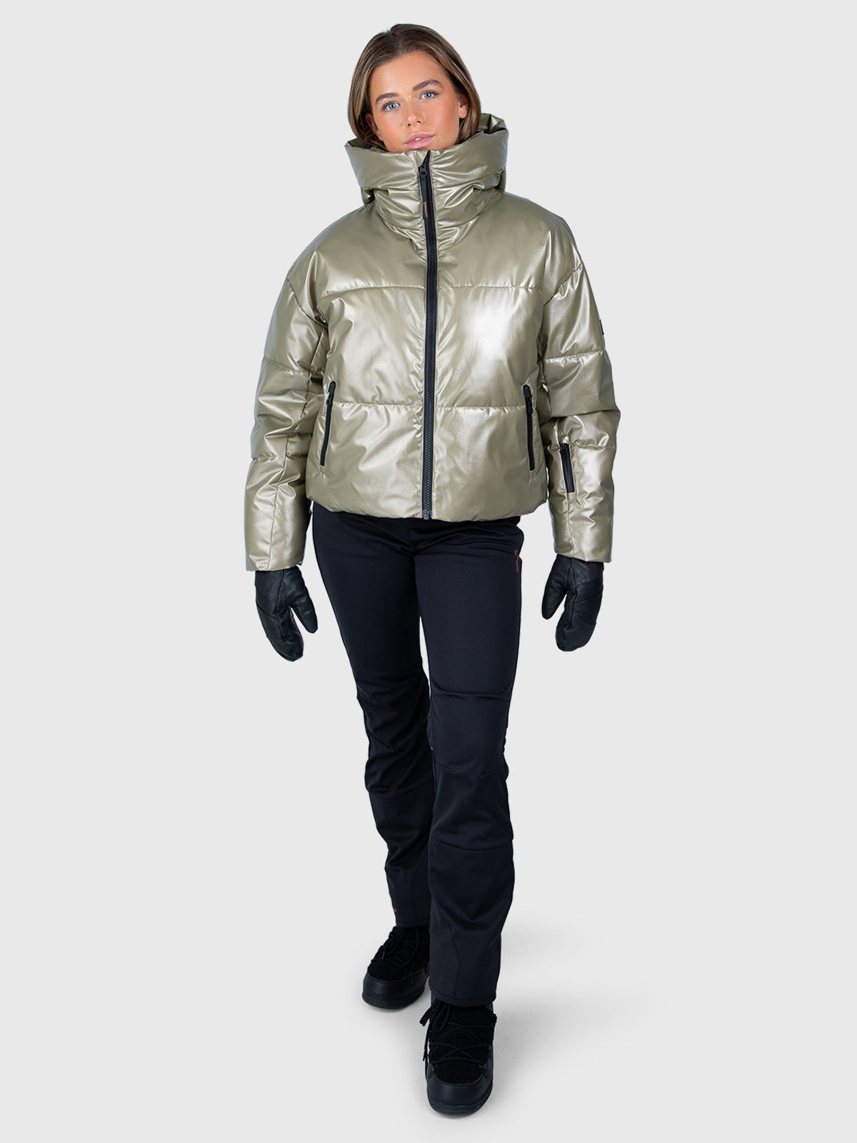 Fiaskia-Metallic Women Snow Jacket | Fungi