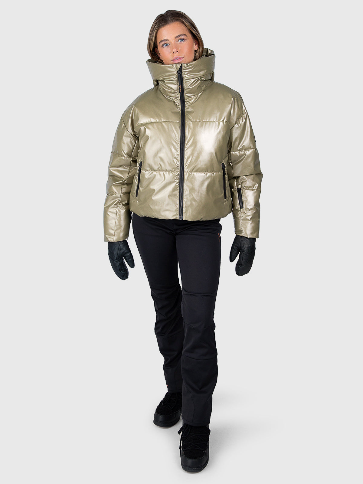 Fiaskia-Metallic Women Snow Jacket | Fungi