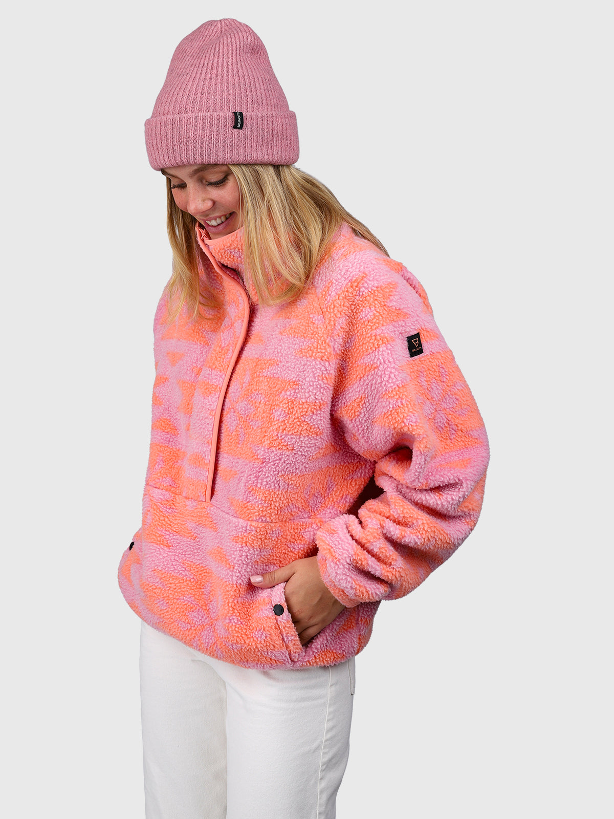 Powchou-Print Dames Fleece | Polar Pink
