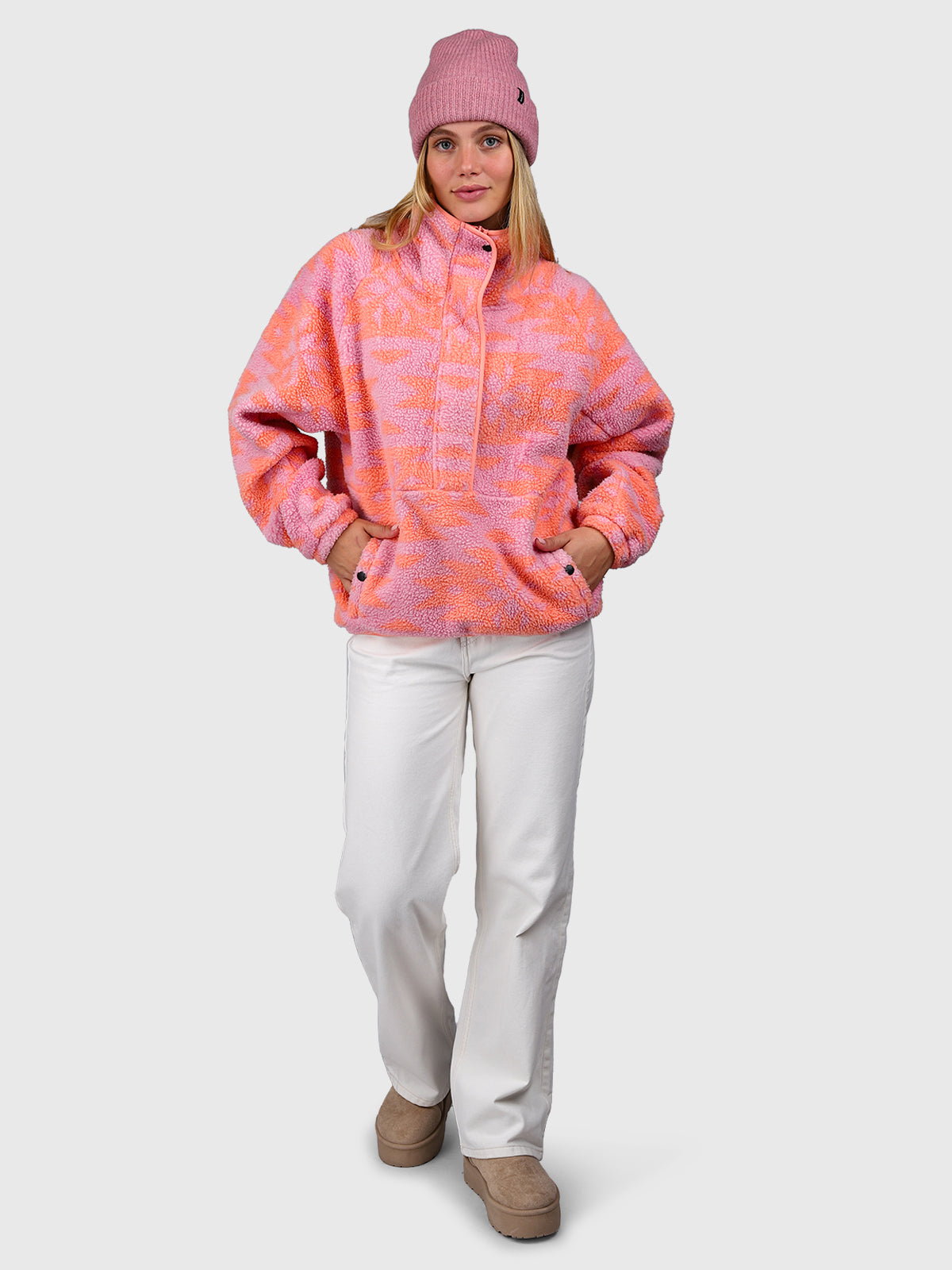 Powchou-Print Dames Fleece | Polar Pink