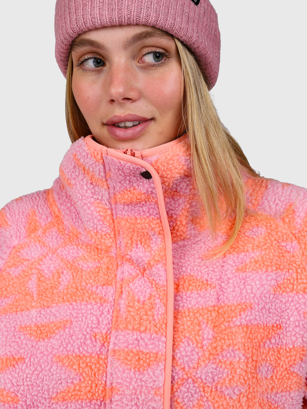 Powchou-Print Dames Fleece | Polar Pink