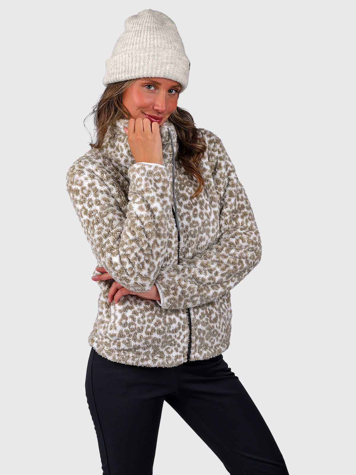 Kyoto-Print Women Fleece | Leopard Snow