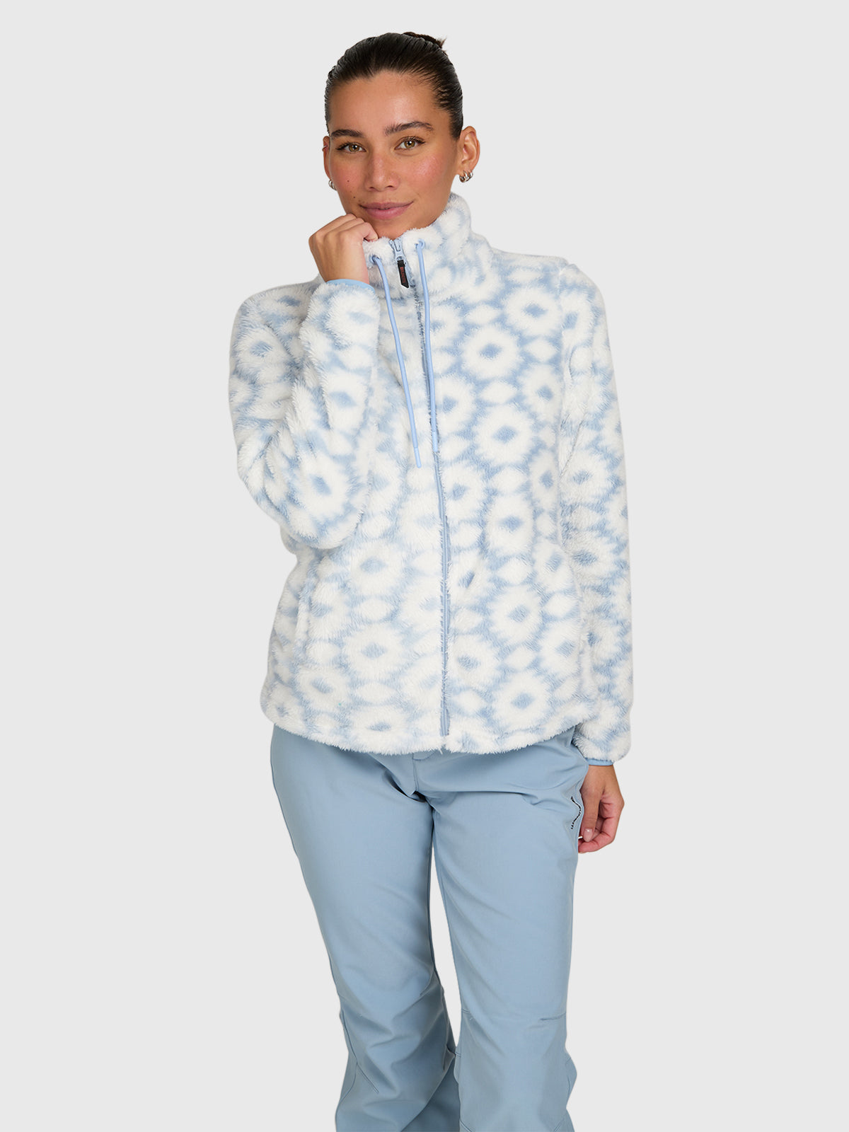 Kyoto-Print Women Fleece | Pale Blue