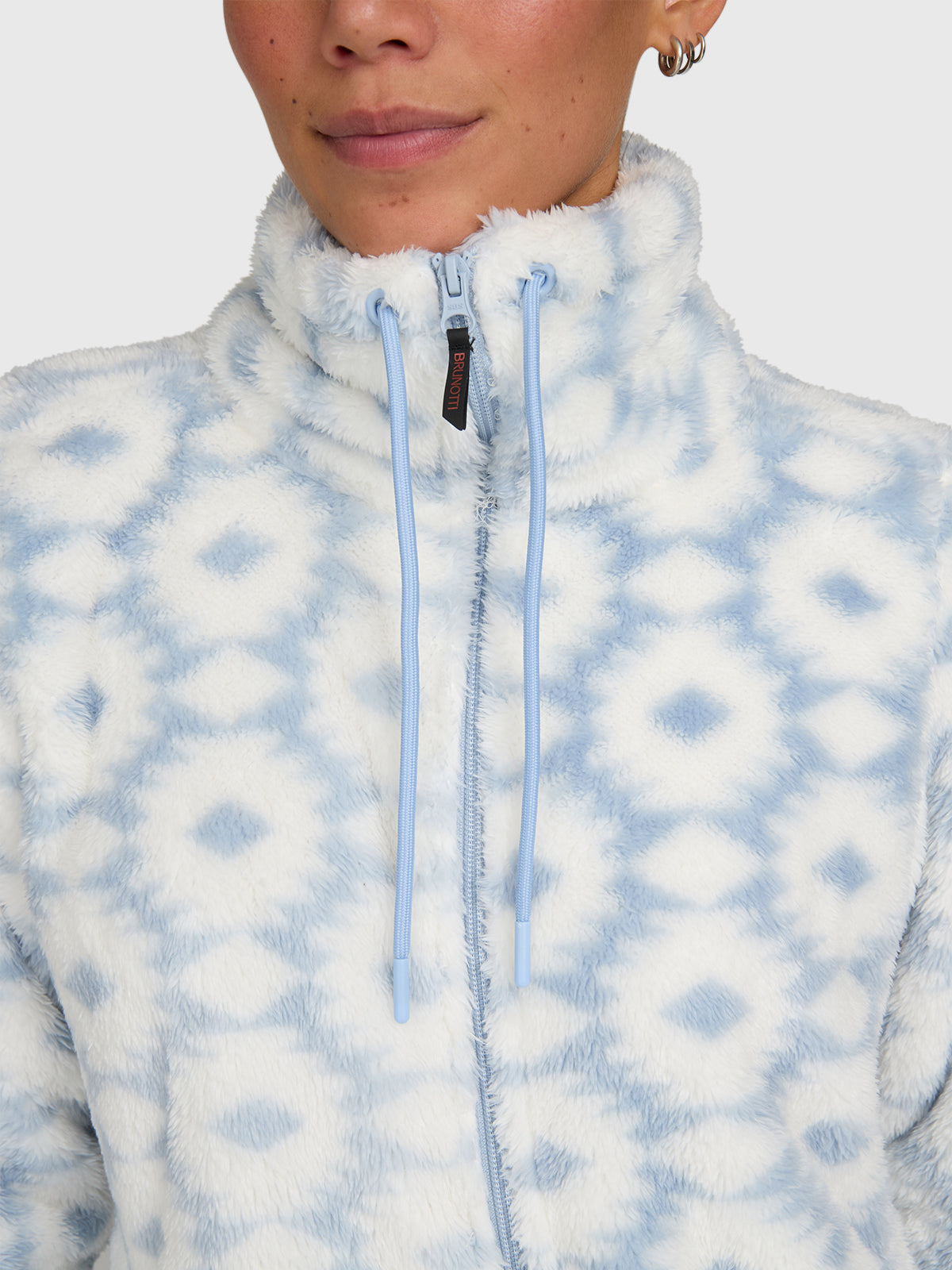 Kyoto-Print Women Fleece | Pale Blue