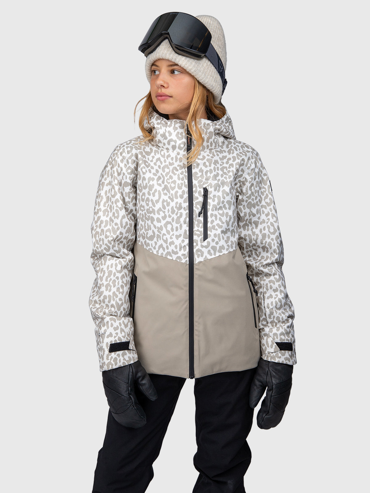 Teallasy-Print Mädchen Schneejacke | Leopard Snow