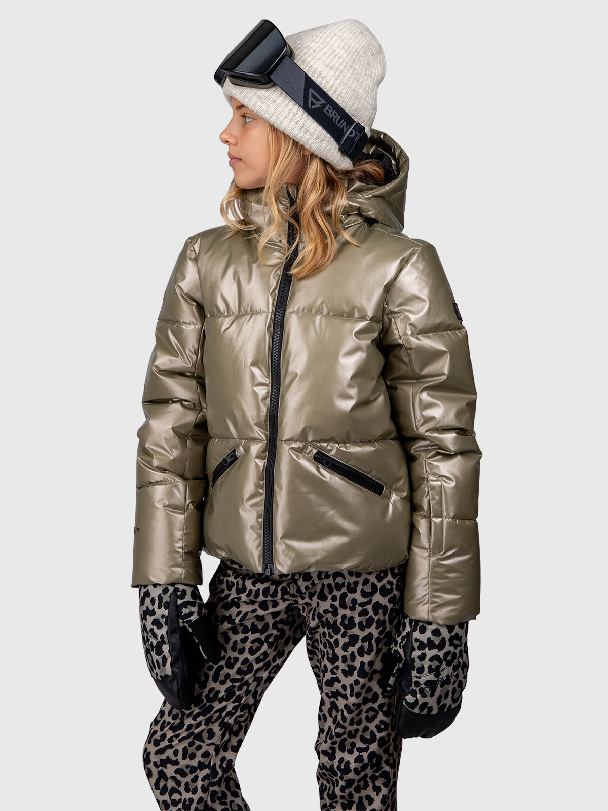 Fiasky-Metallic Girls Snow Jacket | Fungi