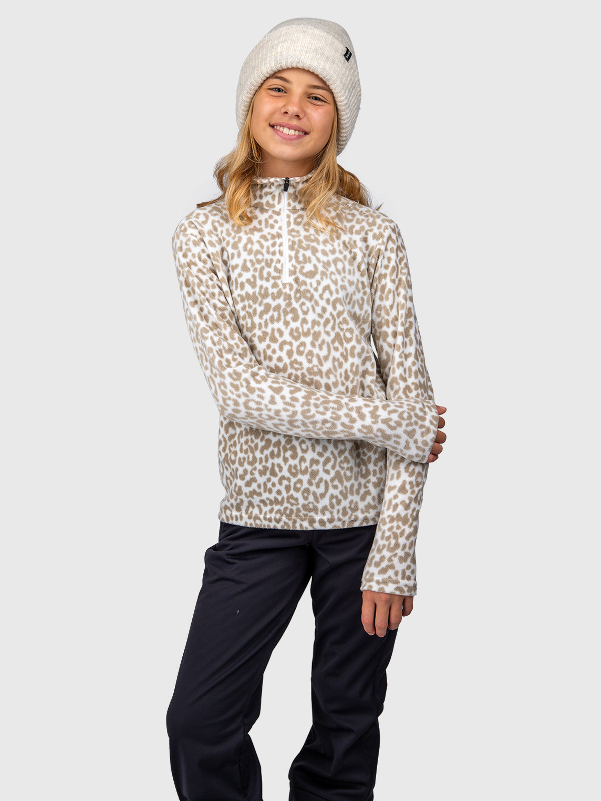 Mismy-Print Girls Fleece | Leopard Snow