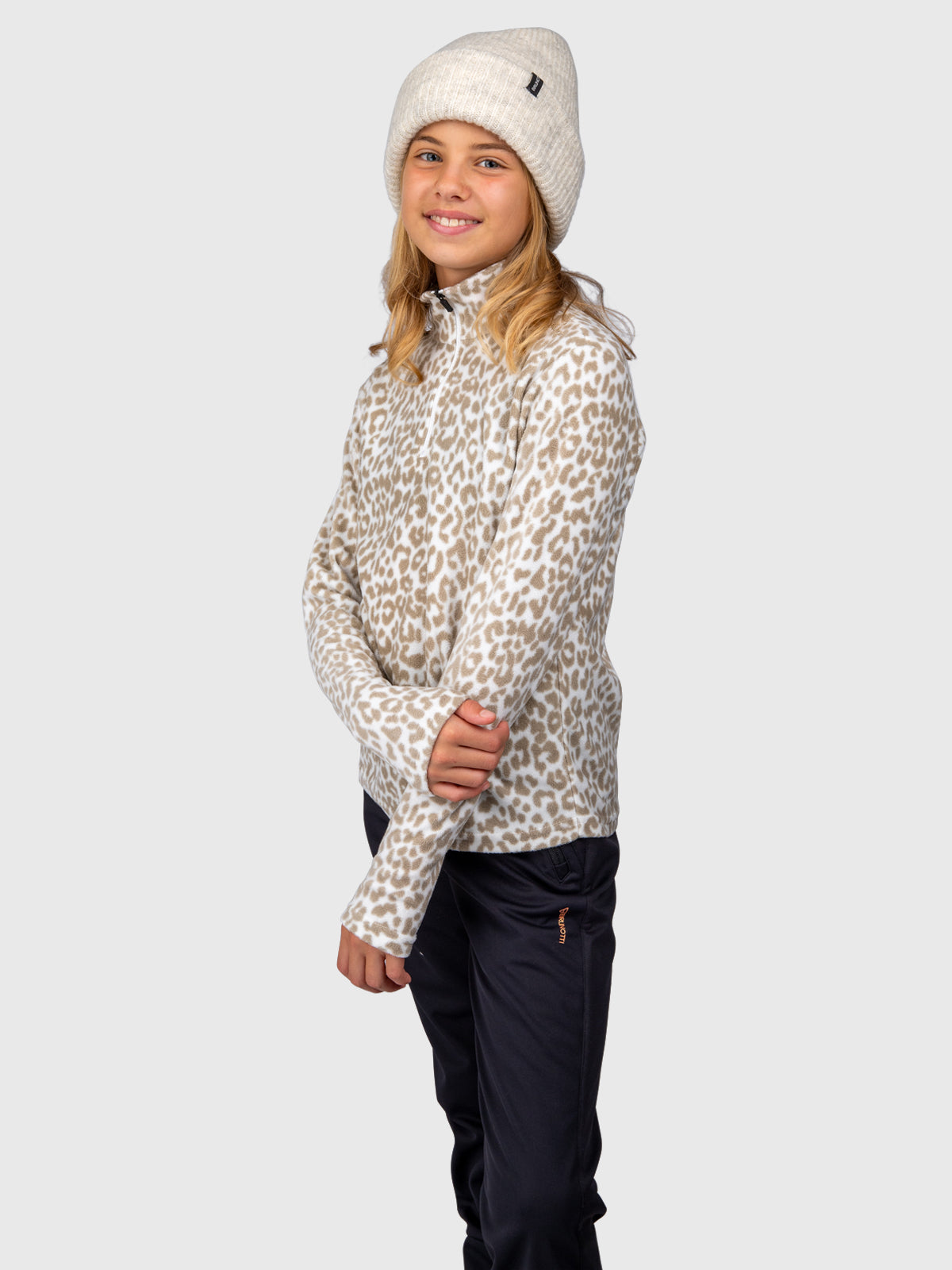 Mismy-Print Girls Fleece | Leopard Snow