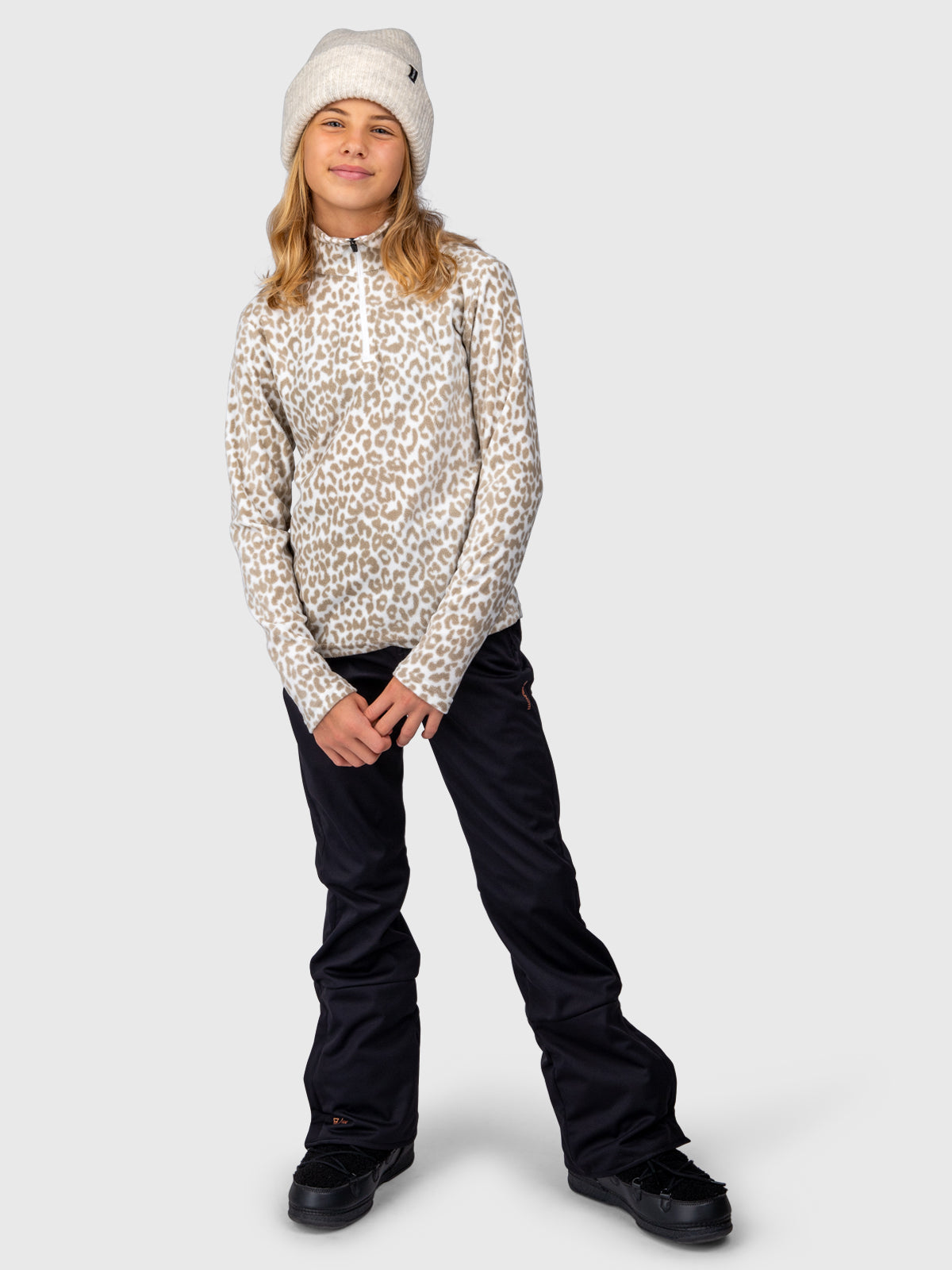Mismy-Print Girls Fleece | Leopard Snow