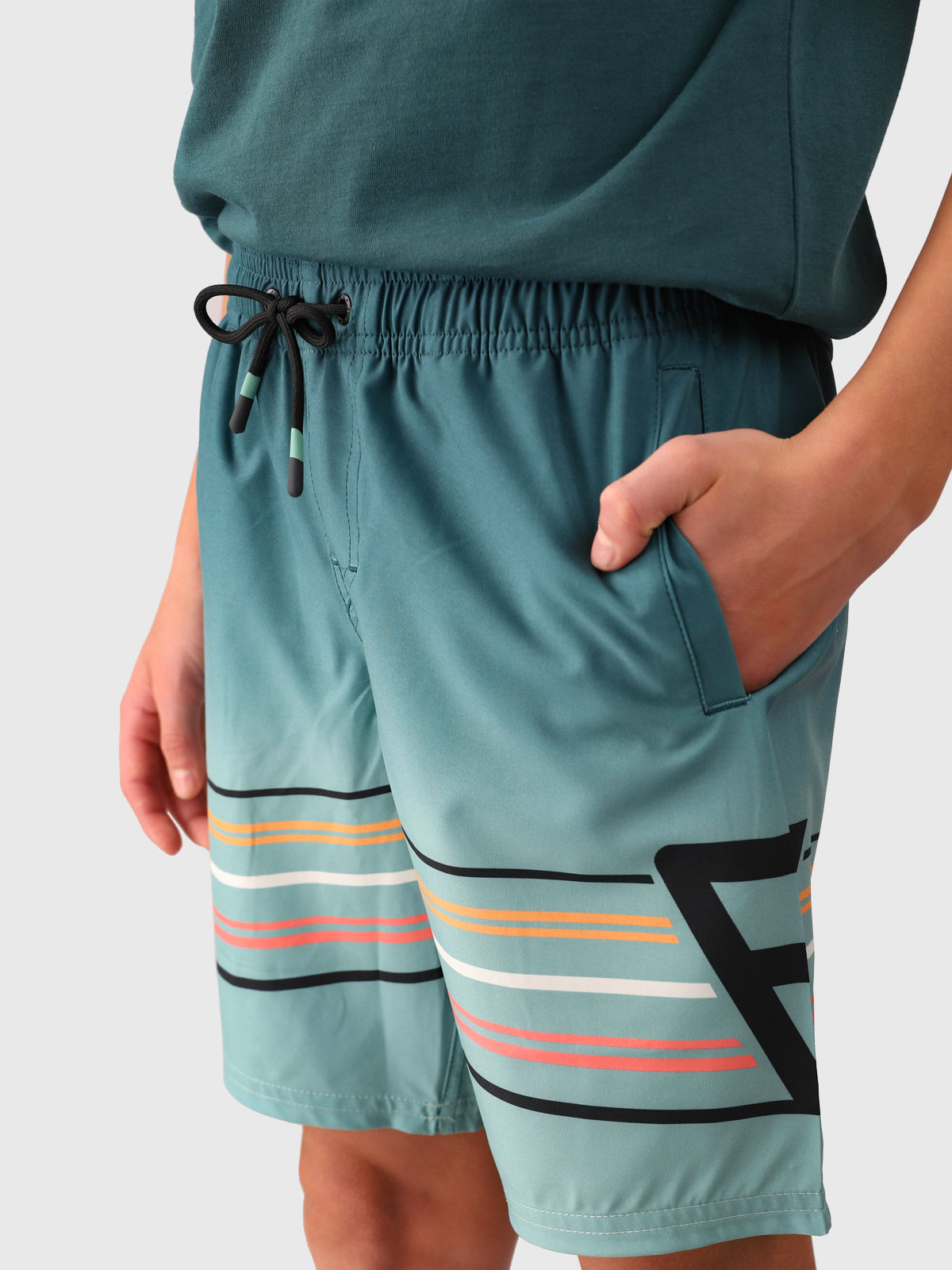 Bru-conicy-Gradient Stripe Boys Swim Shorts | Bottle Green