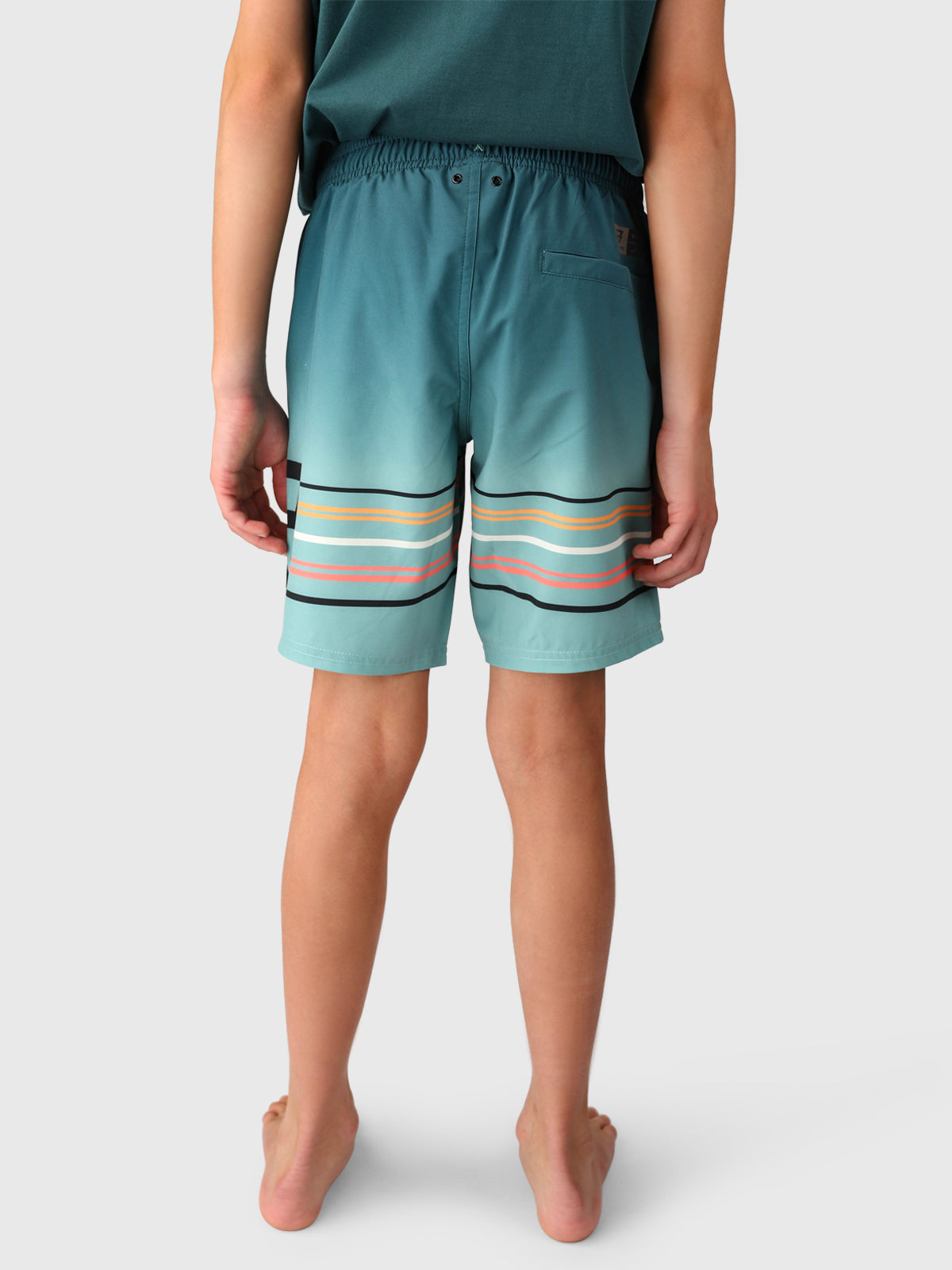 Bru-conicy-Gradient Stripe Boys Swim Shorts | Bottle Green