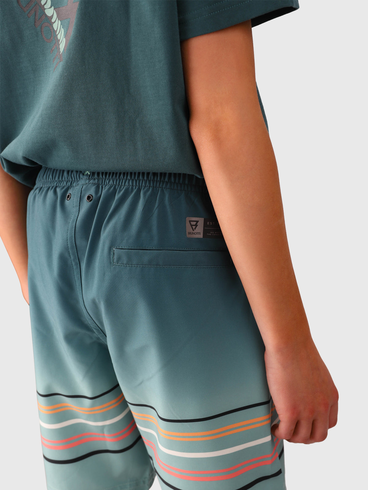 Bru-conicy-Gradient Stripe Boys Swim Shorts | Bottle Green