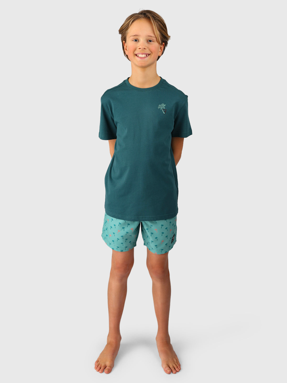 Cestery-Palm Boys Swim Shorts | Bottle Green