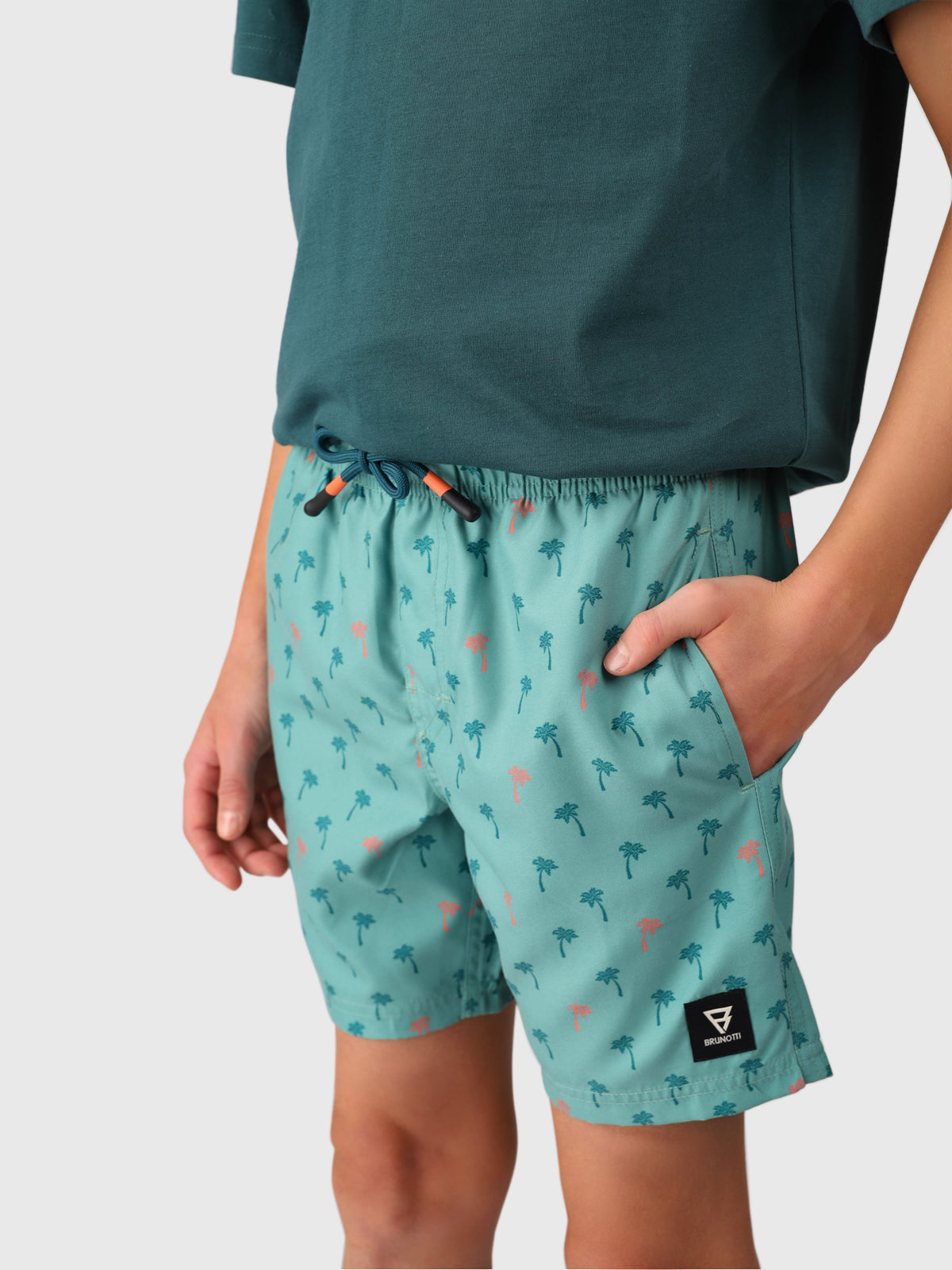 Cestery-Palm Boys Swim Shorts | Bottle Green