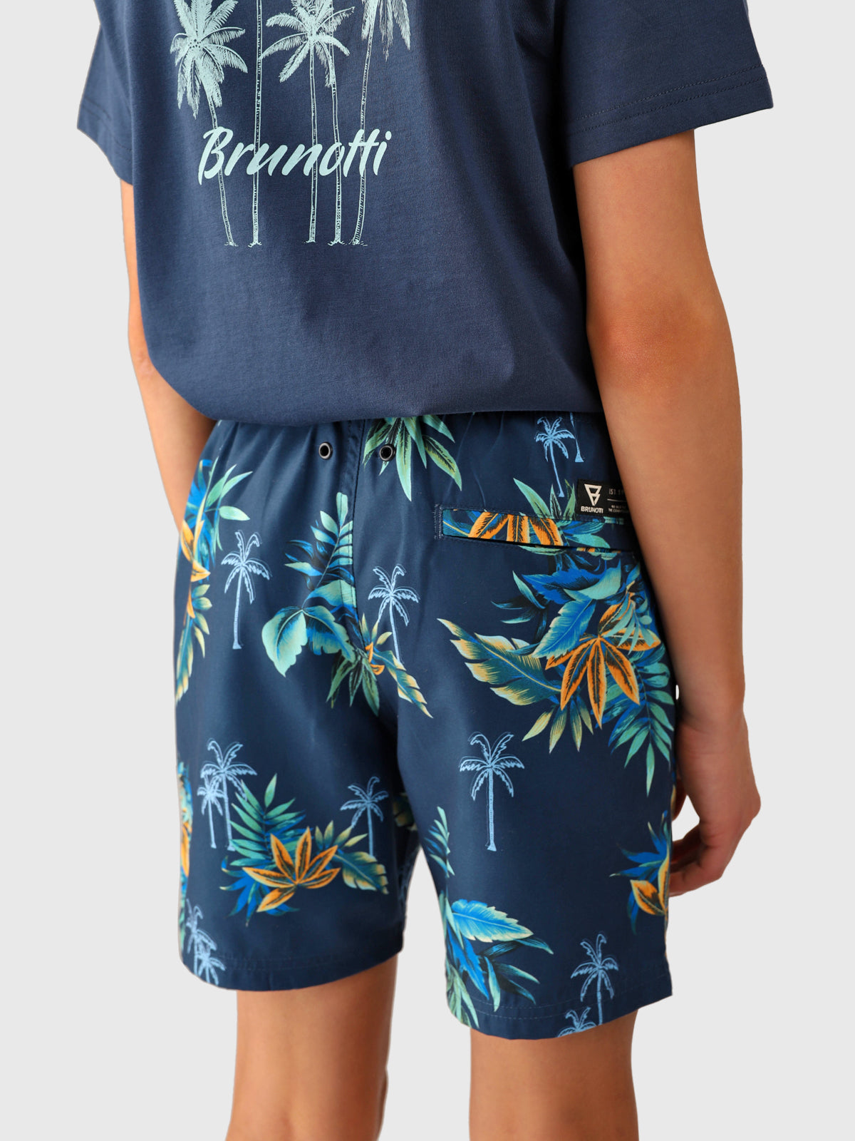 Cestery-Tropical Boys Swim Shorts | Night Blue