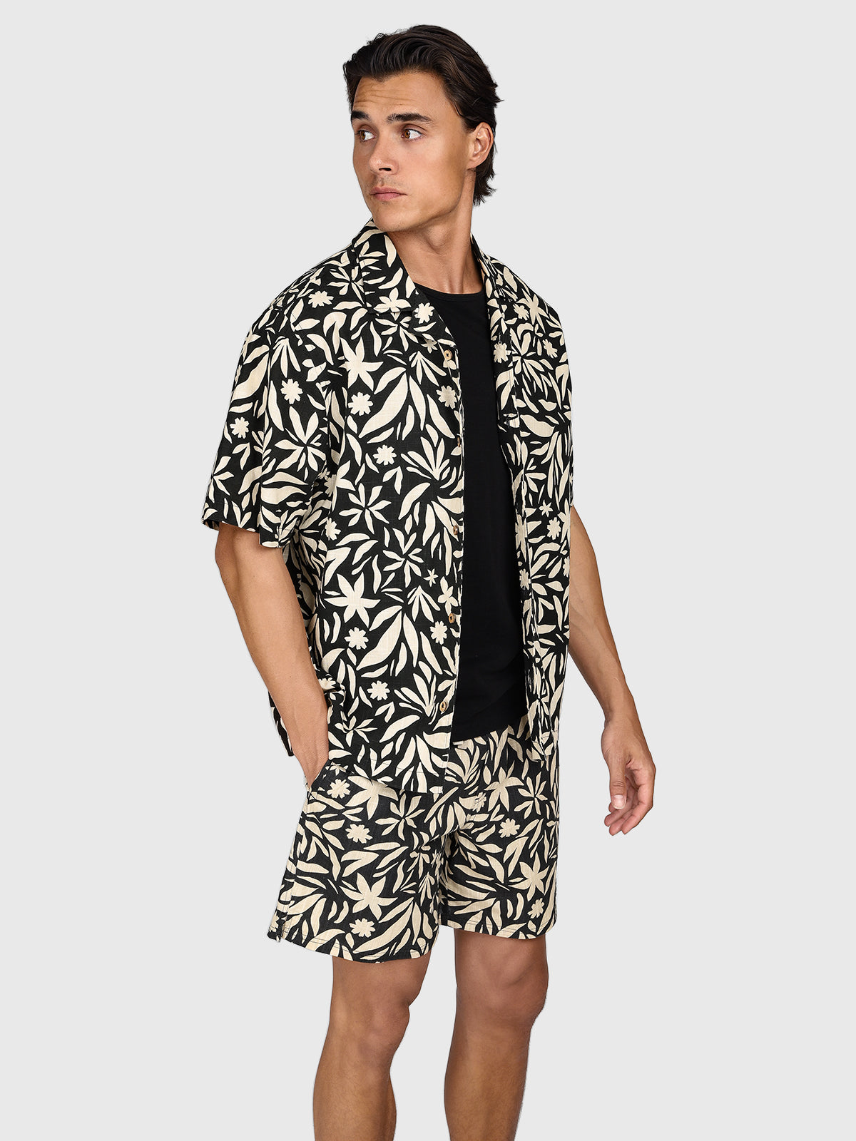 Sanni-Print Men Shirt | Feather Grey