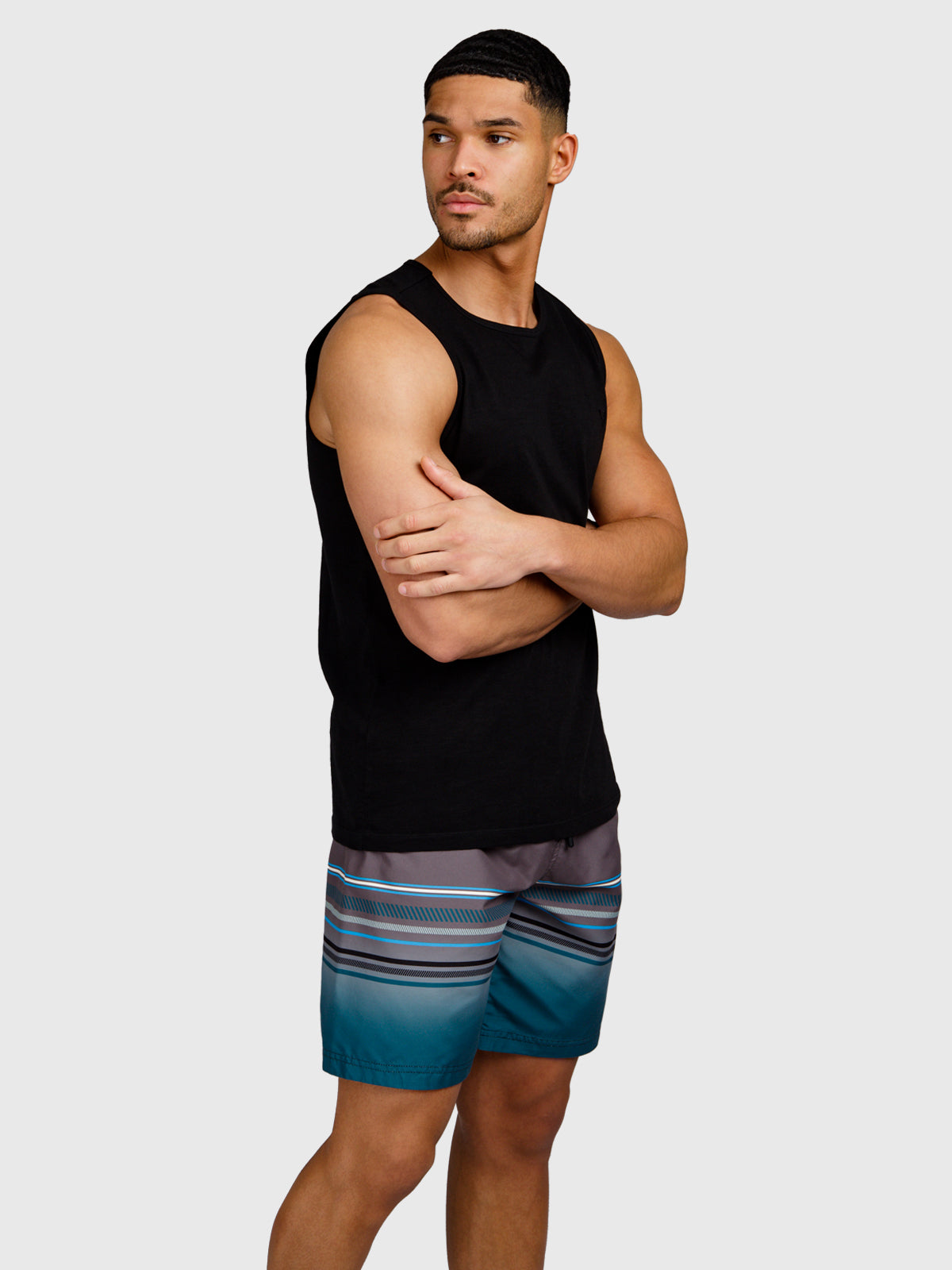 Malaku-Slub Herren Singlet | Schwarz