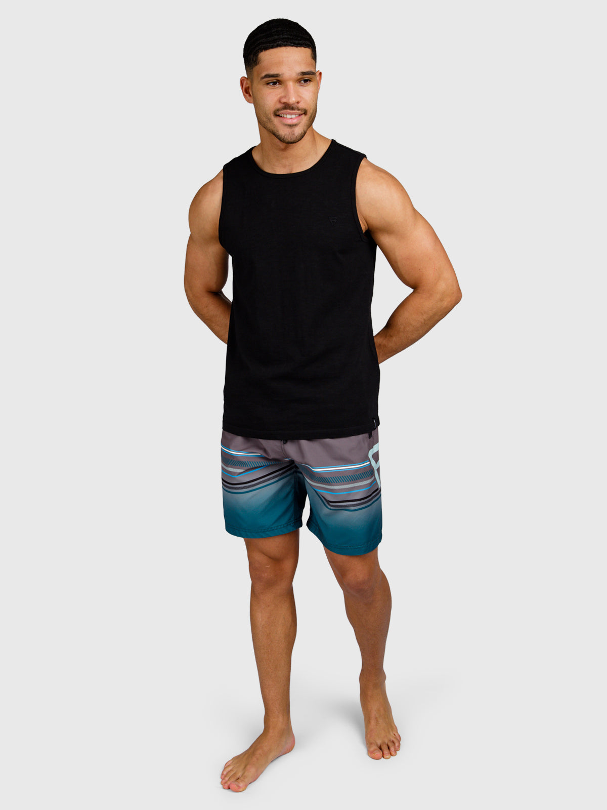 Malaku-Slub Herren Singlet | Schwarz
