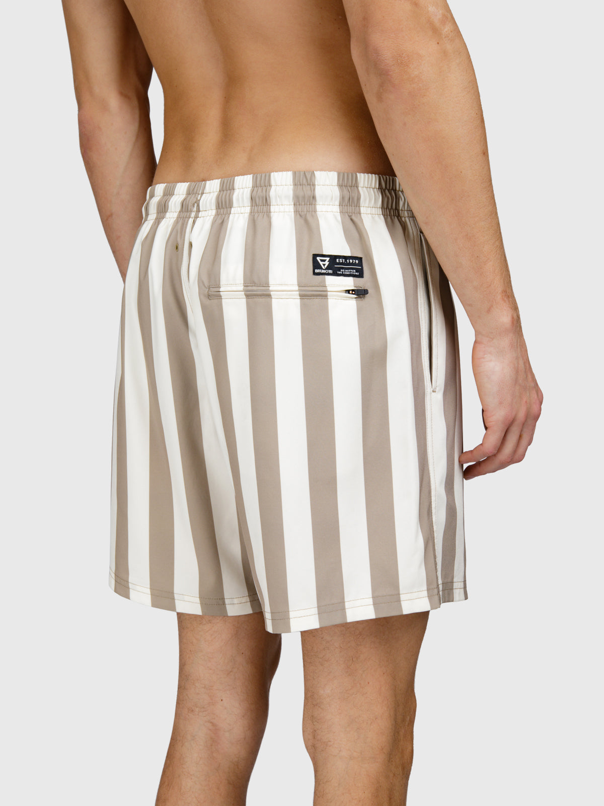Cester-Big Stripe Men Swim Shorts | Chinchilla