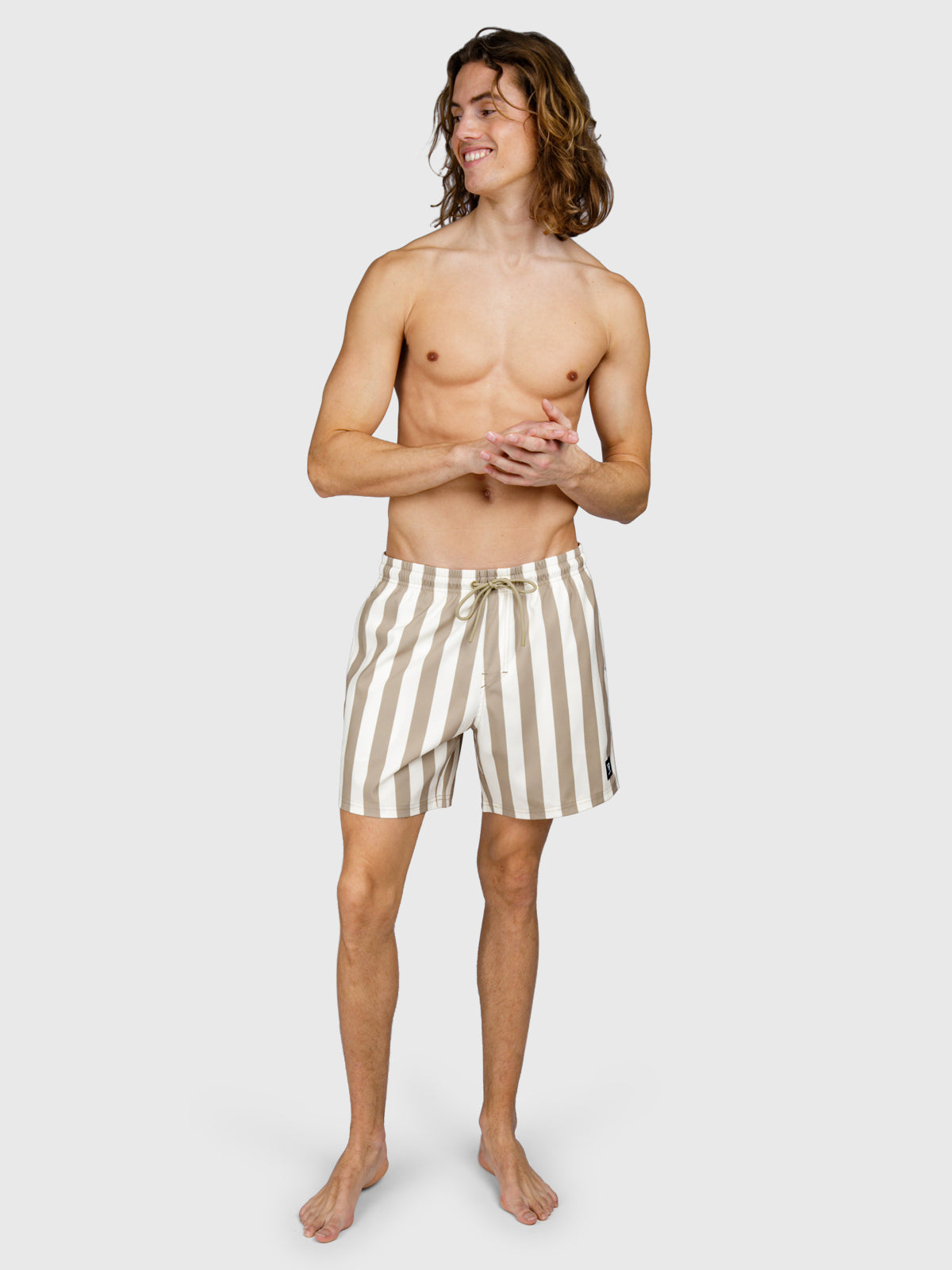 Cester-Big Stripe Men Swim Shorts | Chinchilla