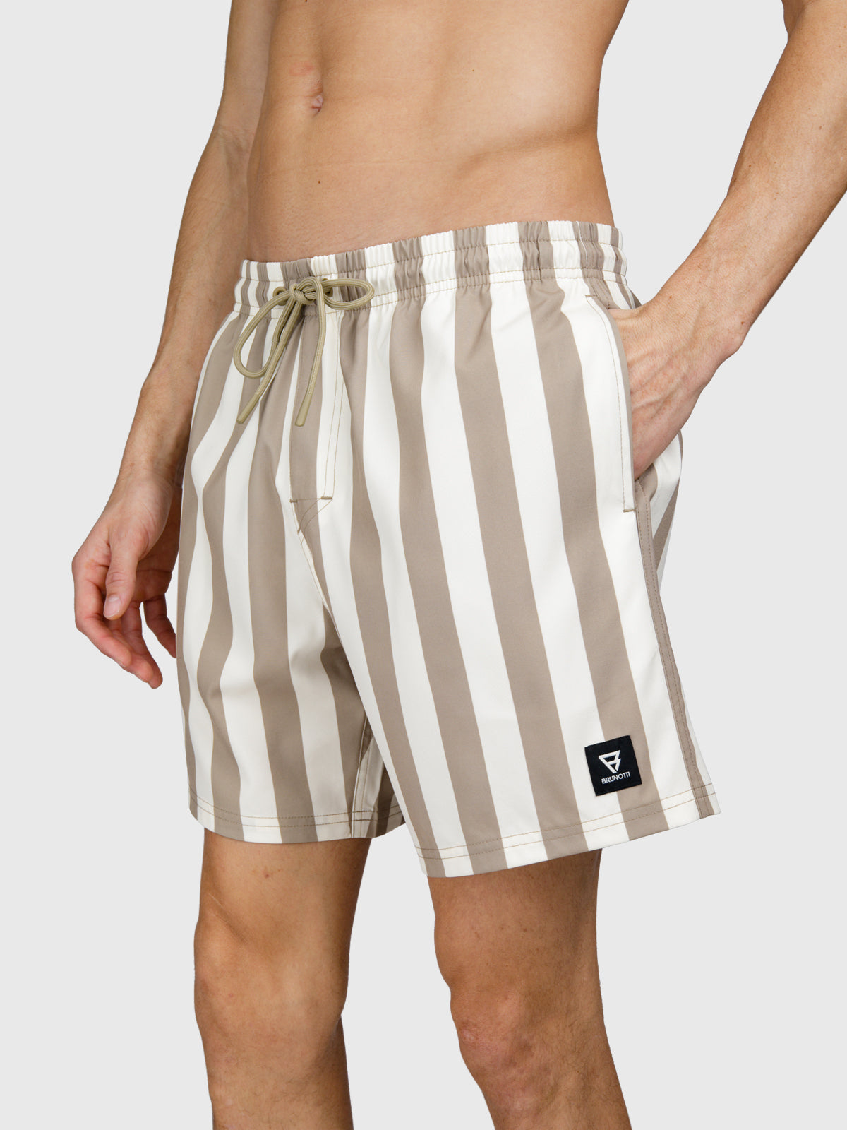 Cester-Big Stripe Men Swim Shorts | Chinchilla