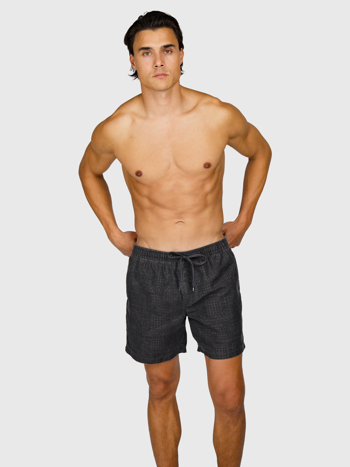 Helios-Print Men Swim Shorts | Black