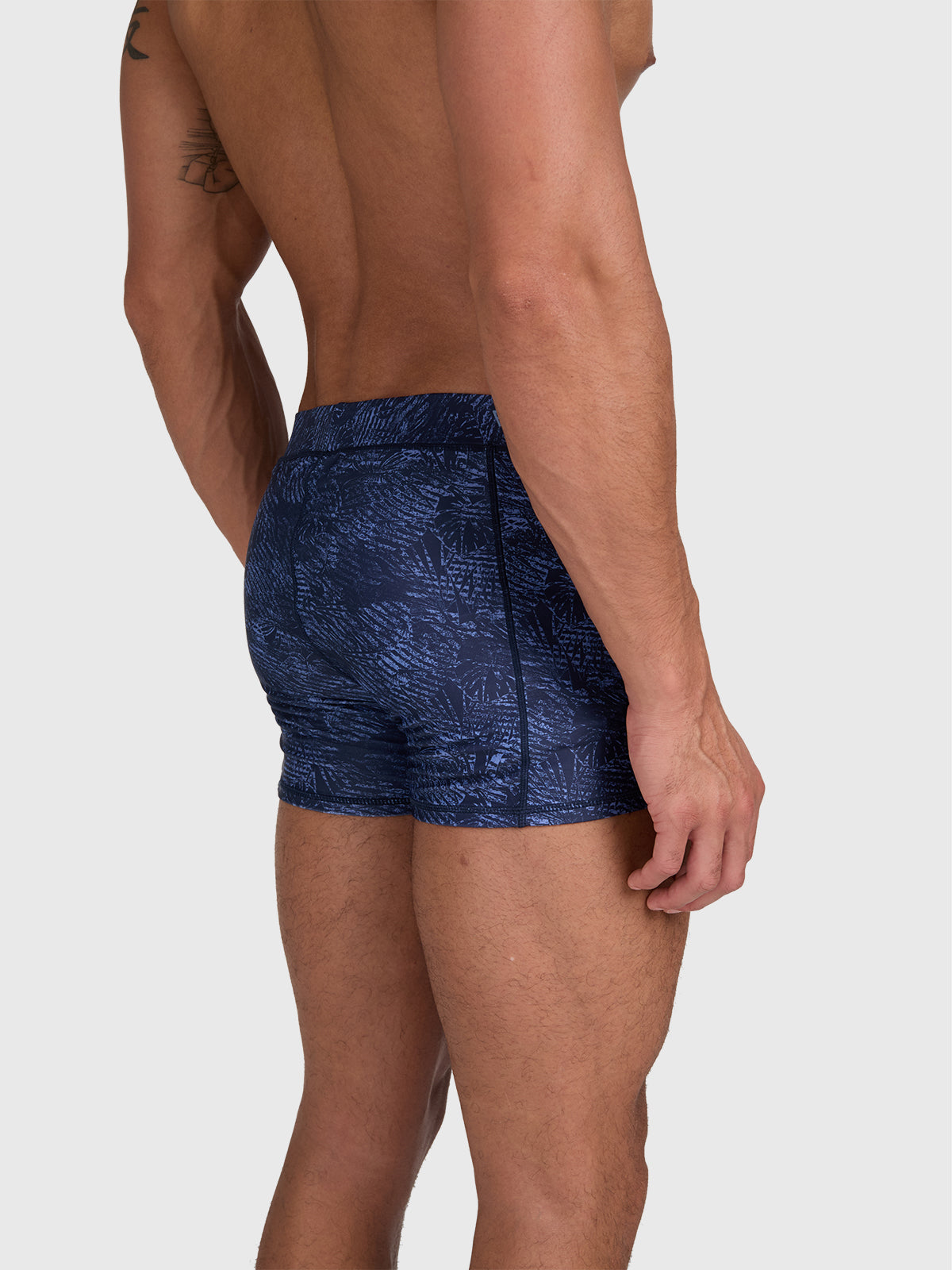 Samier-Print Men Swim Trunks | Indigo Blue