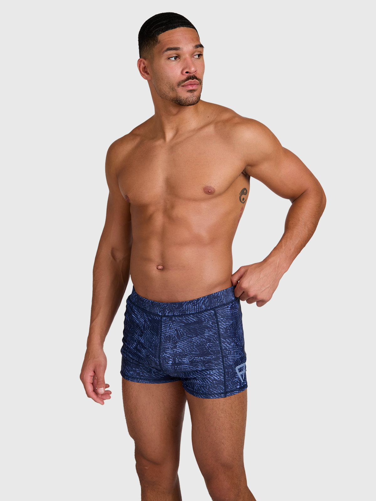Samier-Print Men Swim Trunks | Indigo Blue