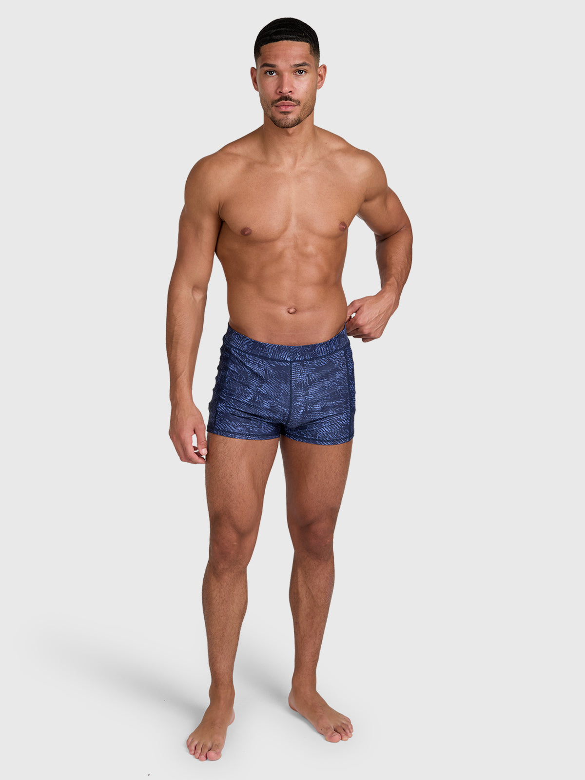 Samier-Print Men Swim Trunks | Indigo Blue
