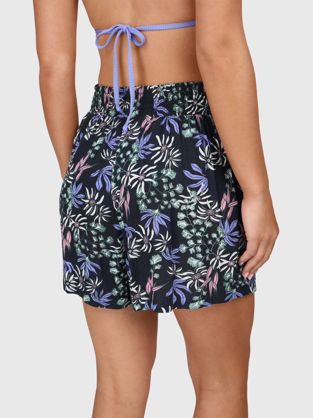Essia-Print Women Shorts | Black
