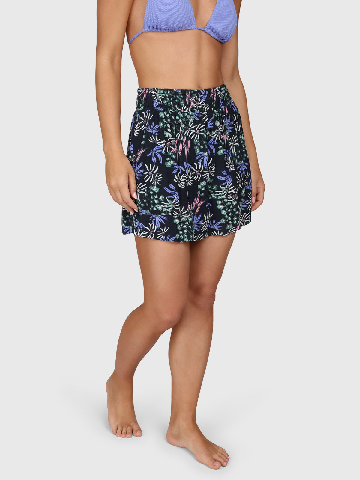 Essia-Print Women Shorts | Black
