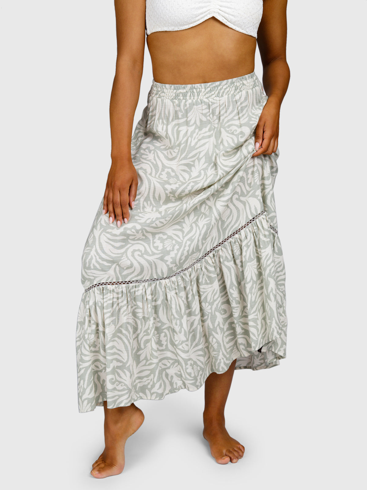 Romaine-Print Women Skirt | Feather Grey