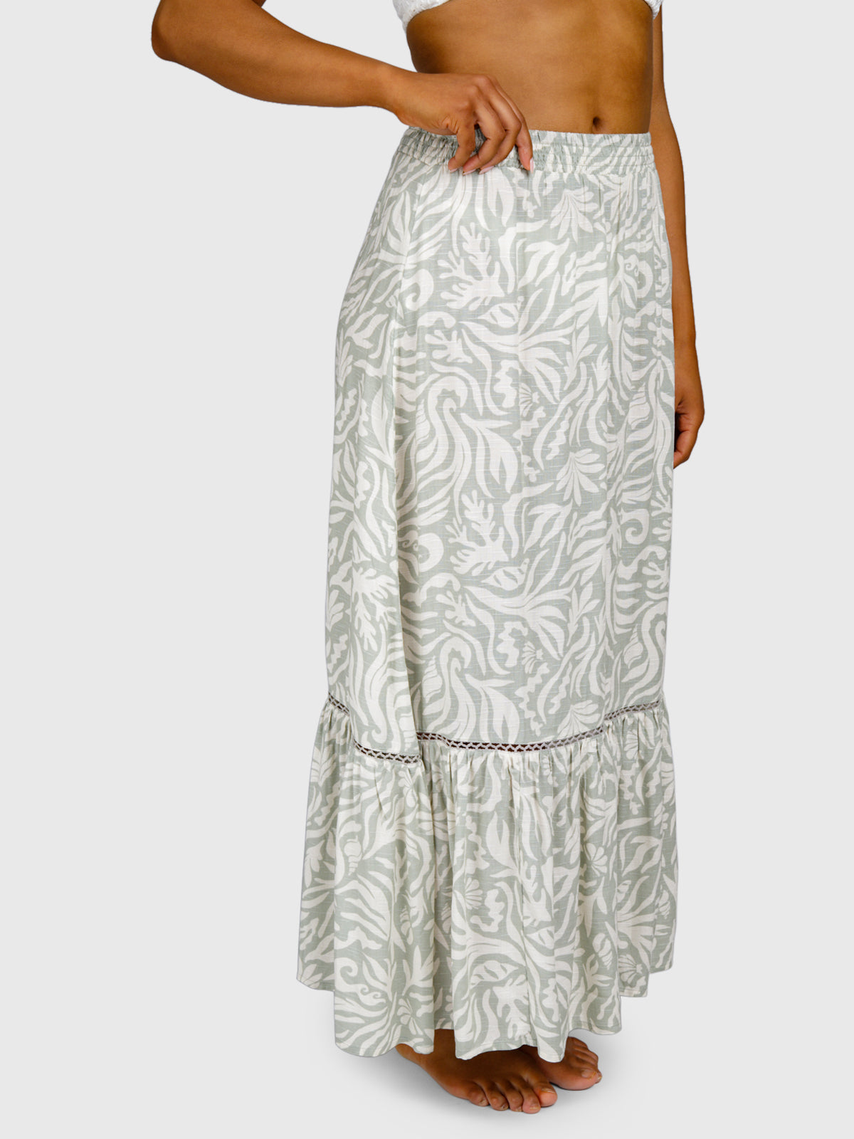 Romaine-Print Damen Skirt | Feather Grey