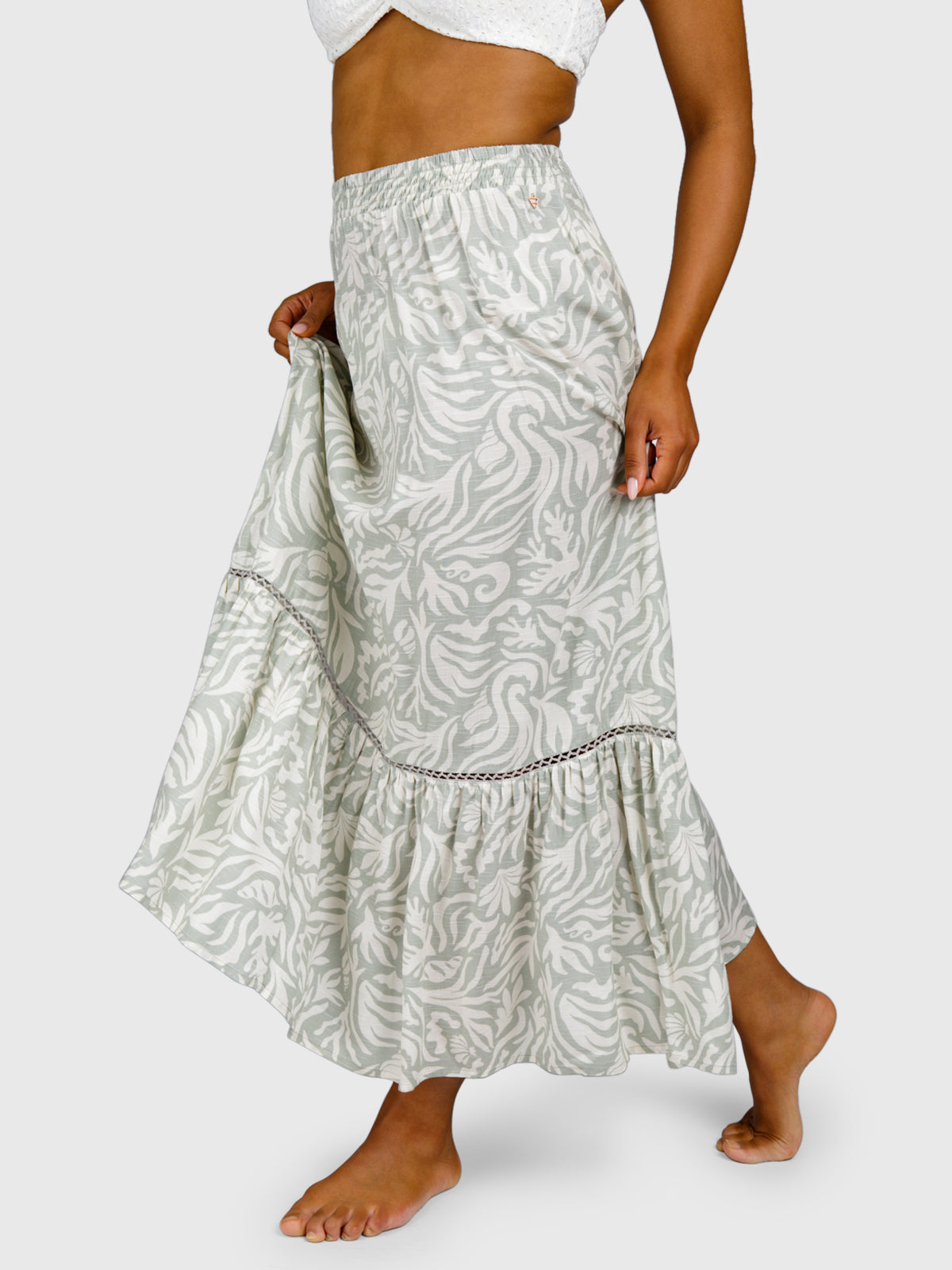 Romaine-Print Damen Skirt | Feather Grey