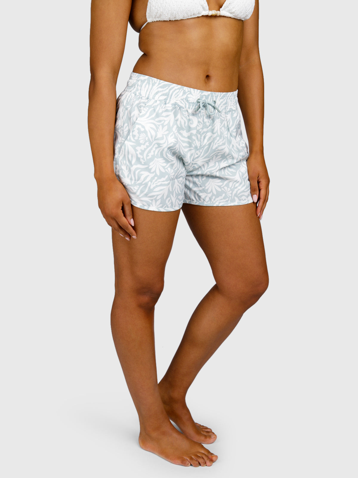 Toluca-Print Women Swim Shorts | Aqua Grey