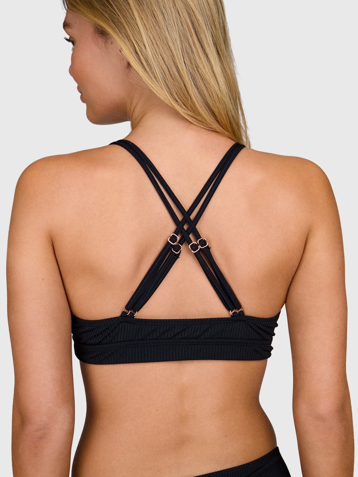 Delphinia-Rib Women Bikini Top | Black