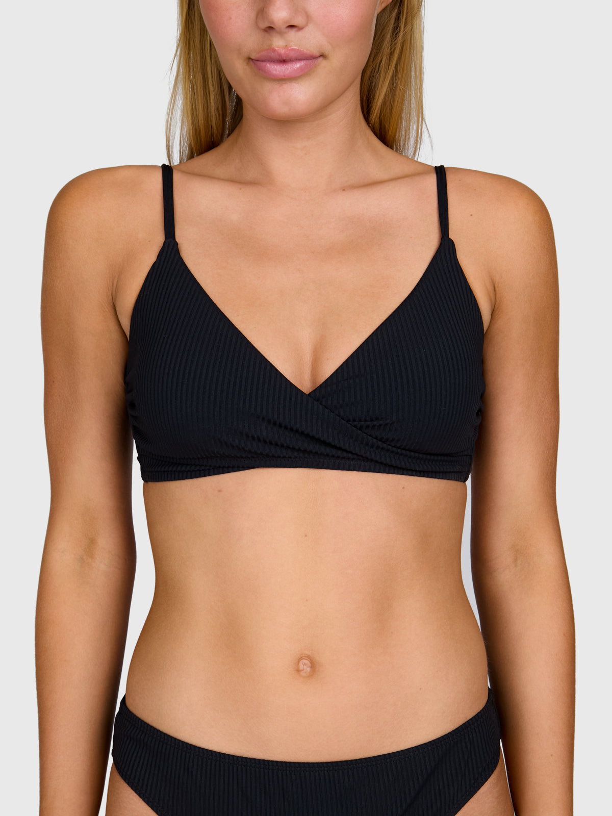 Diamia-Rib Damen Bikini Top | Schwarz 