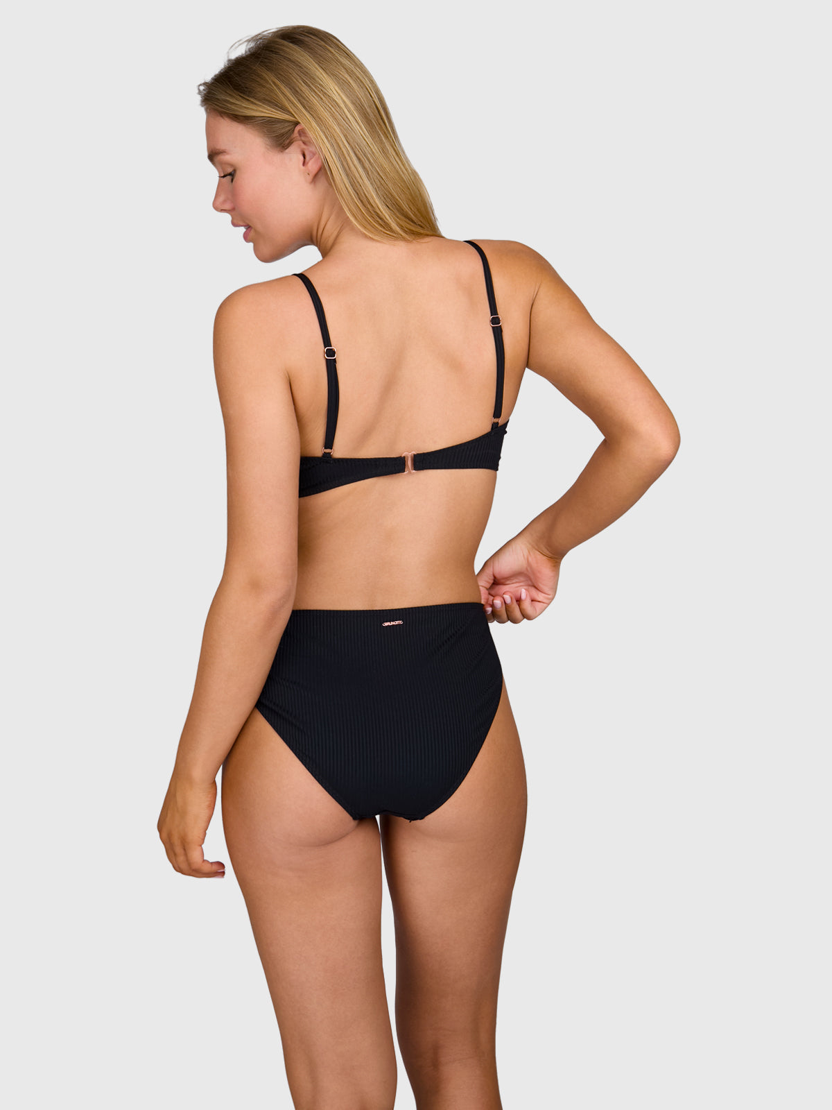 Diamia-Rib Women Bikini Top | Black