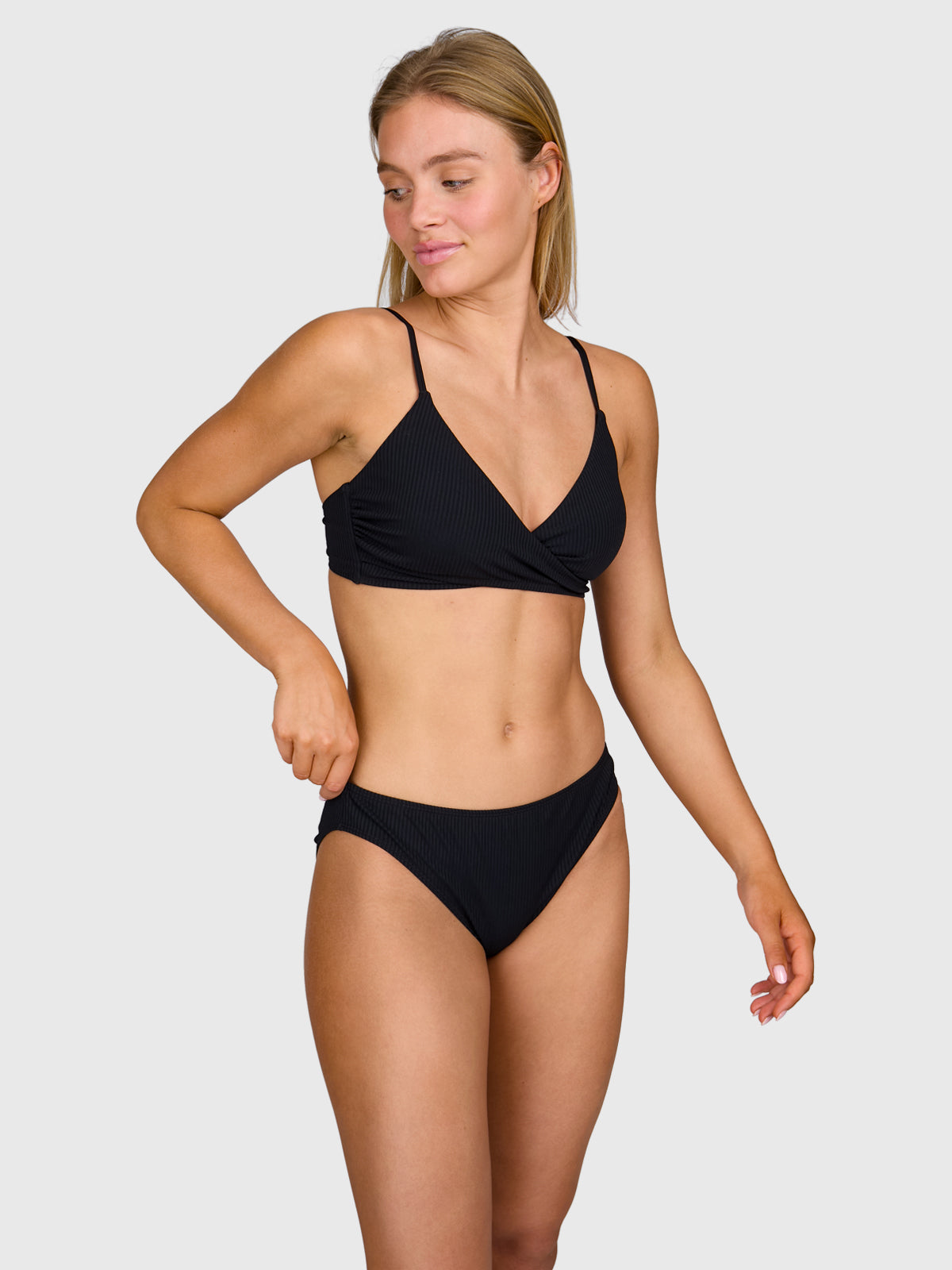 Diamia-Rib Women Bikini Top | Black