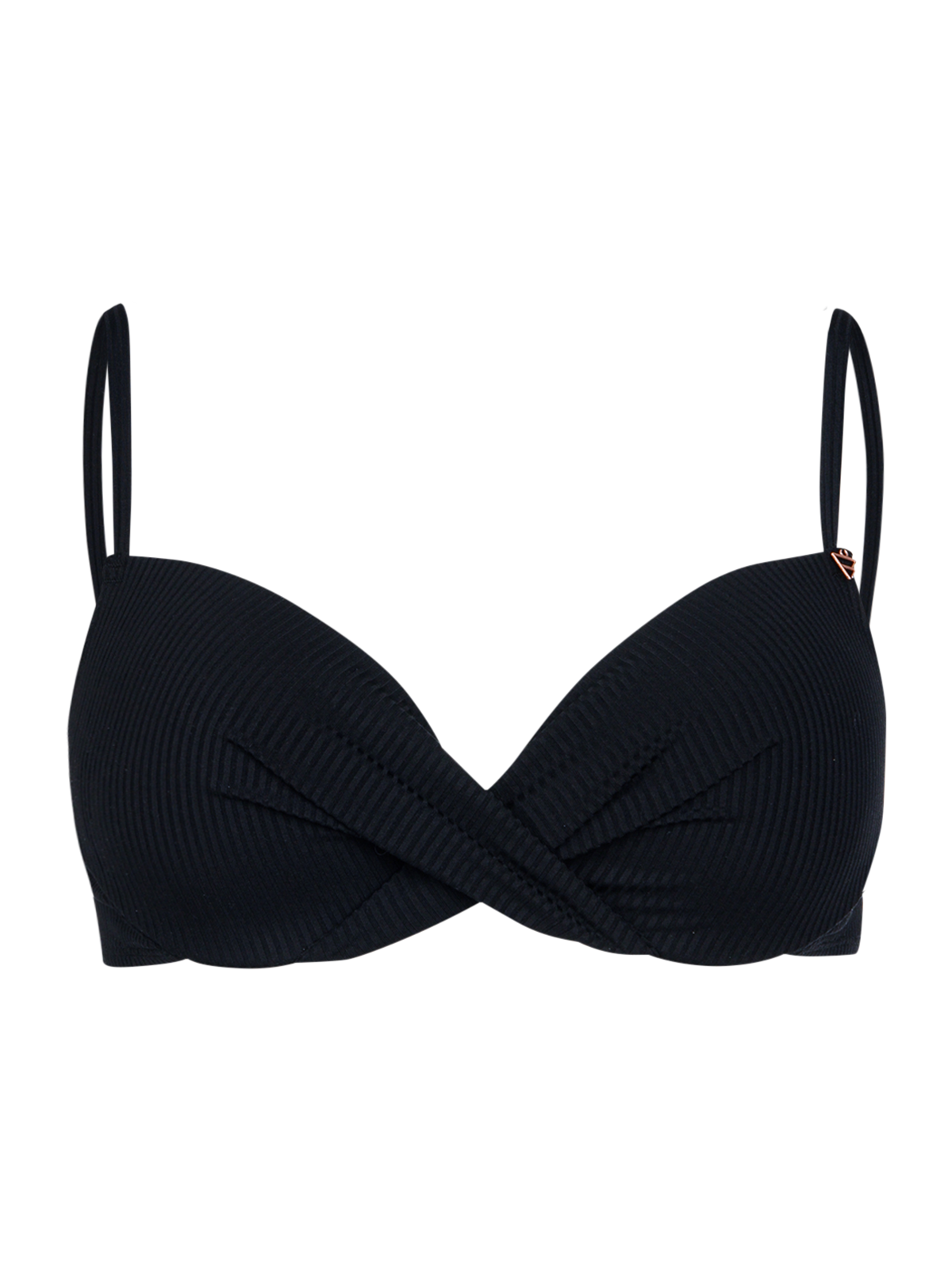 Stefana-Rib Women Bikini Top | Black