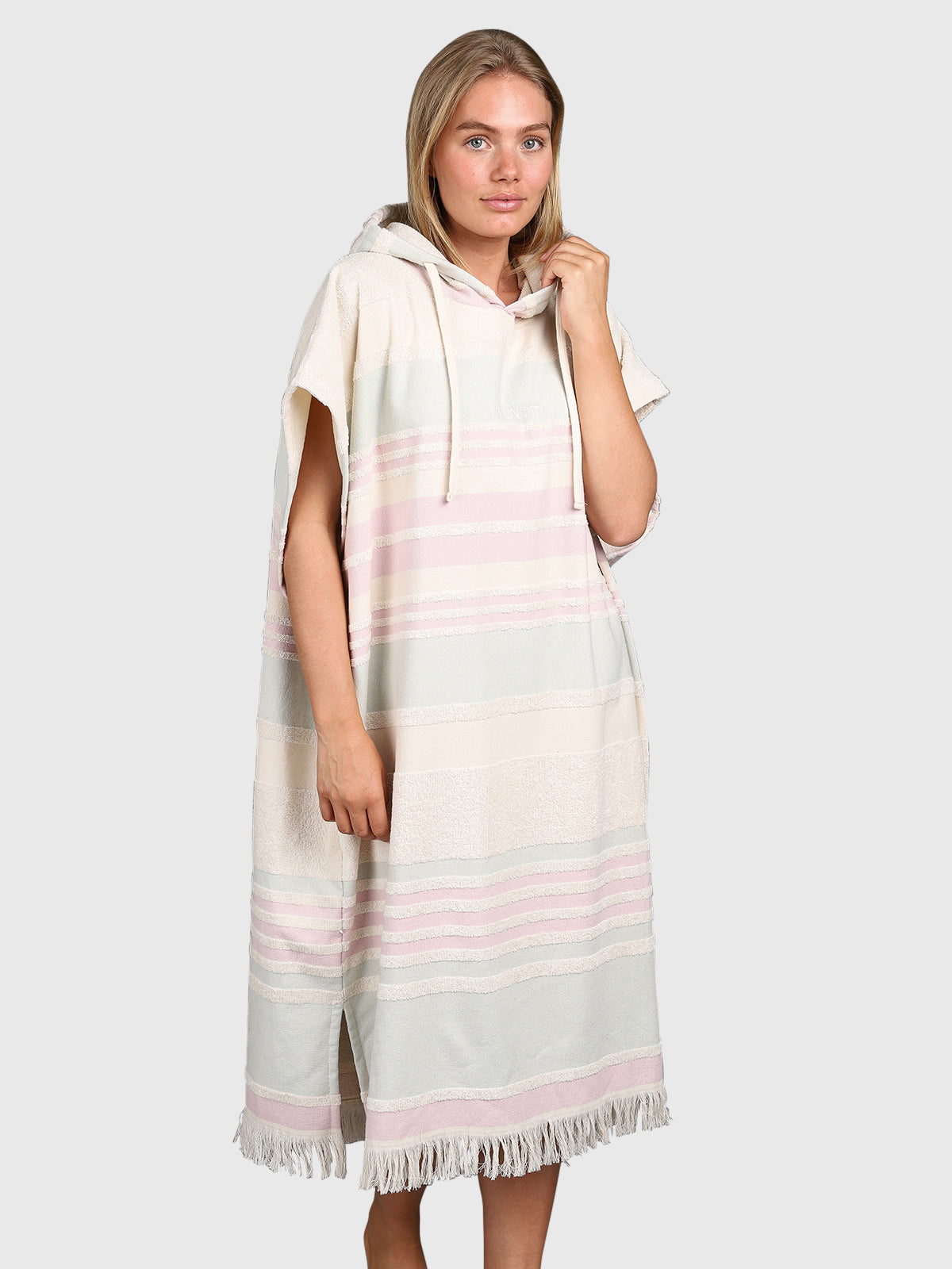 Stripey Women Poncho | Aqua Grey