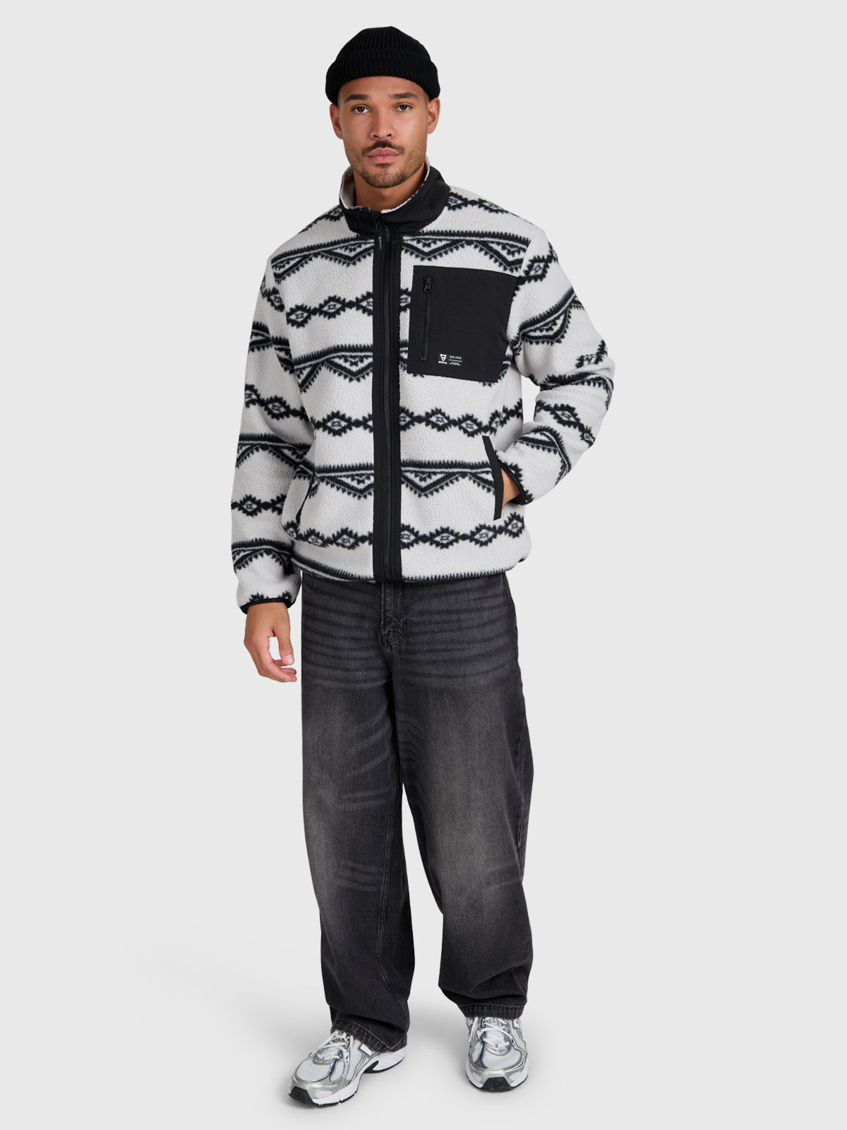 Kevio-Zip Men Urban Fleece | Soft Grey