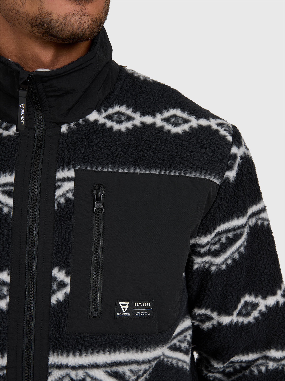 Kevio-Zip Men Urban Fleece | Black