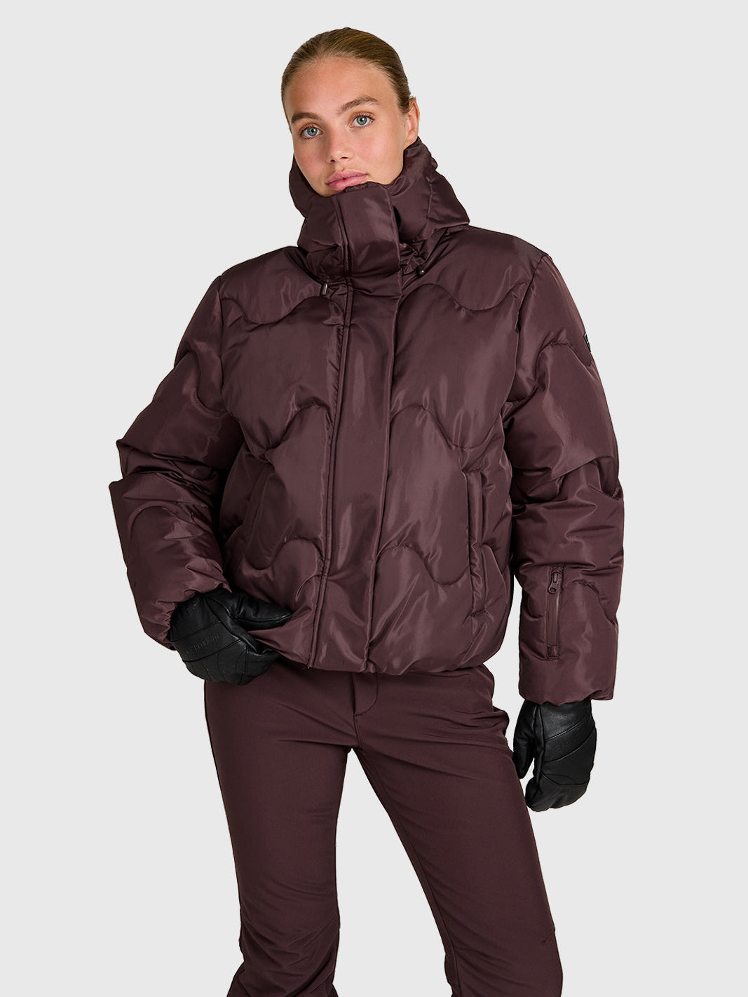 Ides-Shine Women Snow Jacket | Raisin