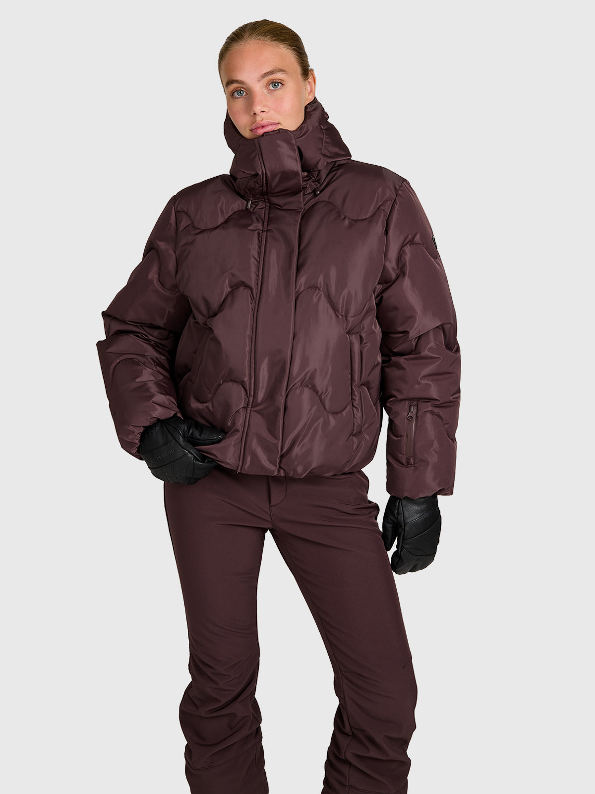 Ides-Shine Women Snow Jacket | Raisin