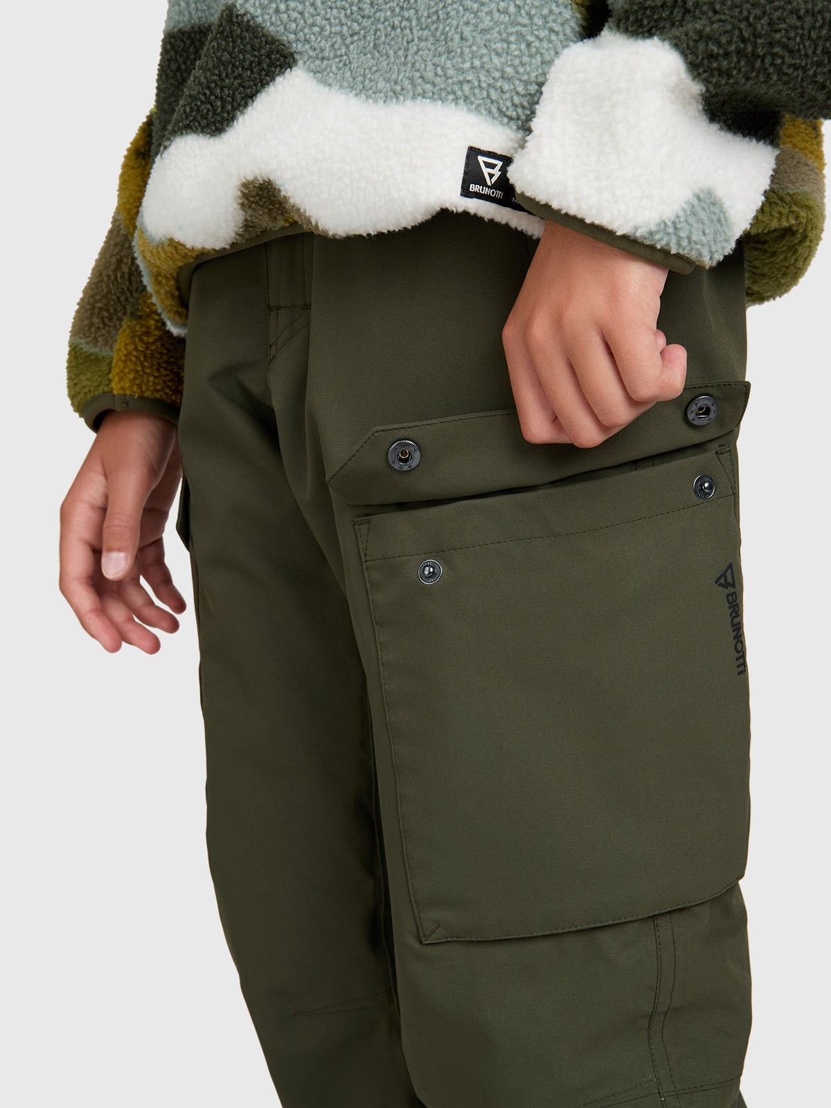 Footraily-Cargo Boys Snow Pants | Deep Green