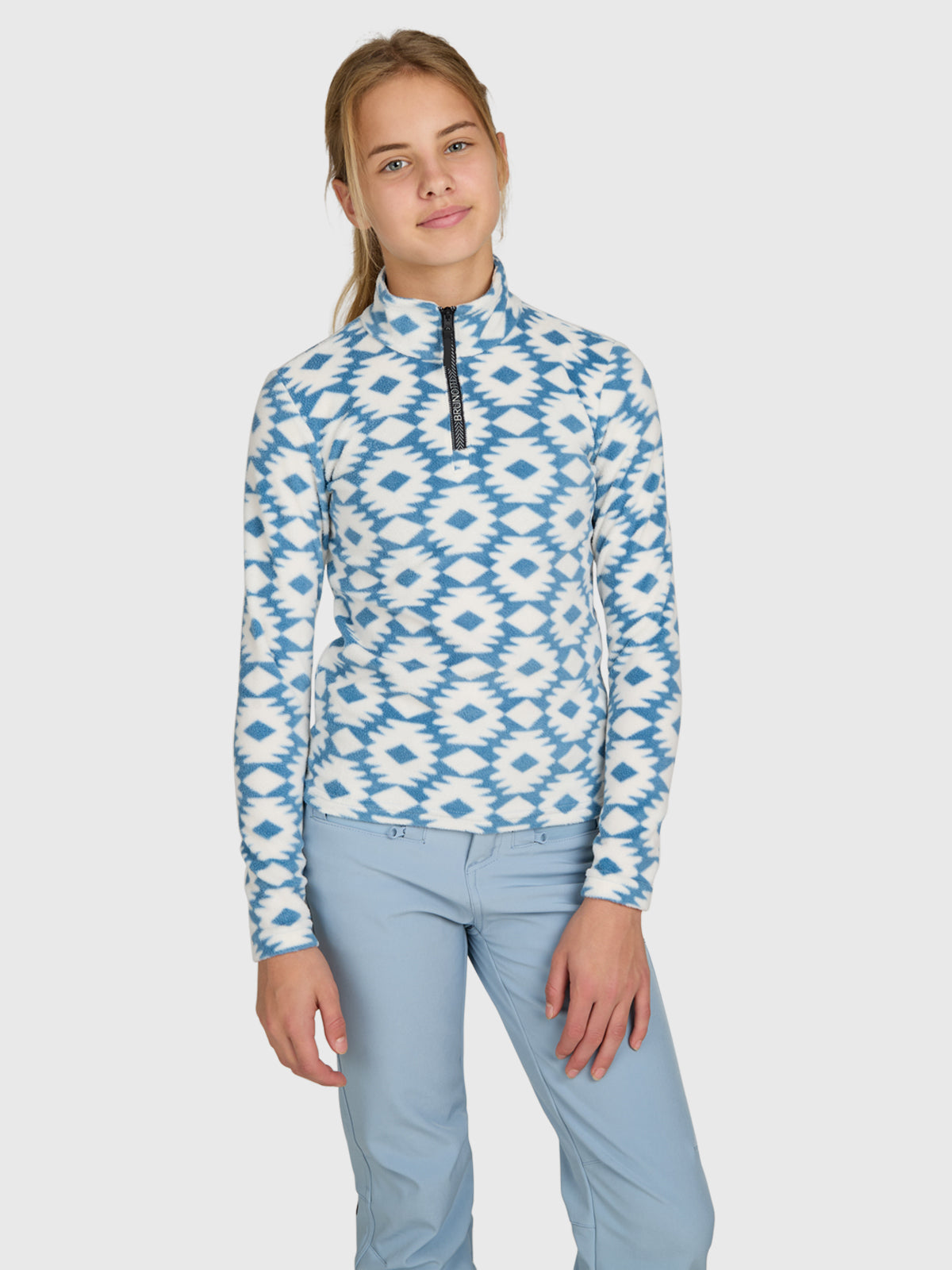 Mismy-Print Girls Snow Fleece | Pale Blue