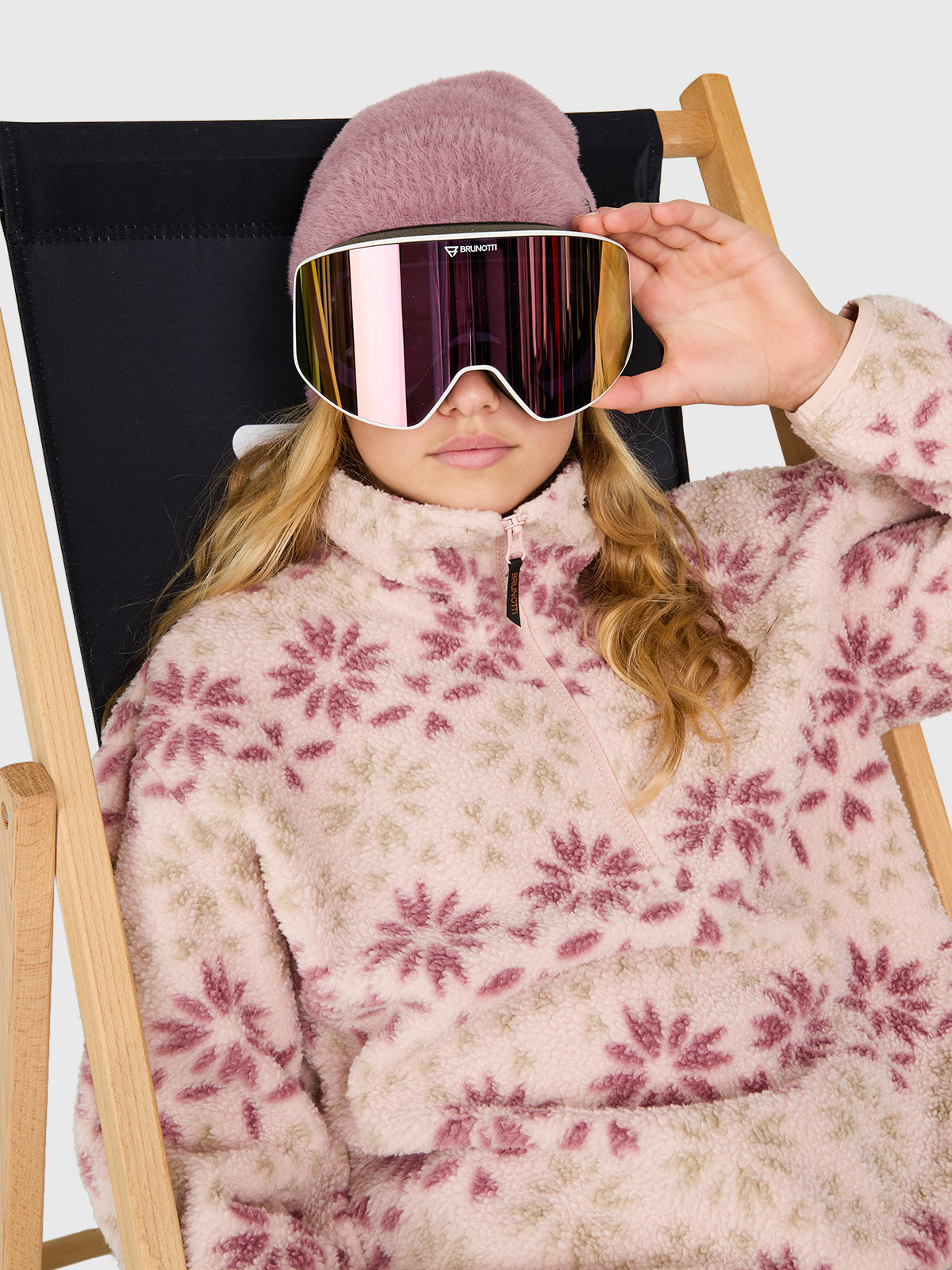 Rezany-Print Girls Snow Fleece | Sepia Rose
