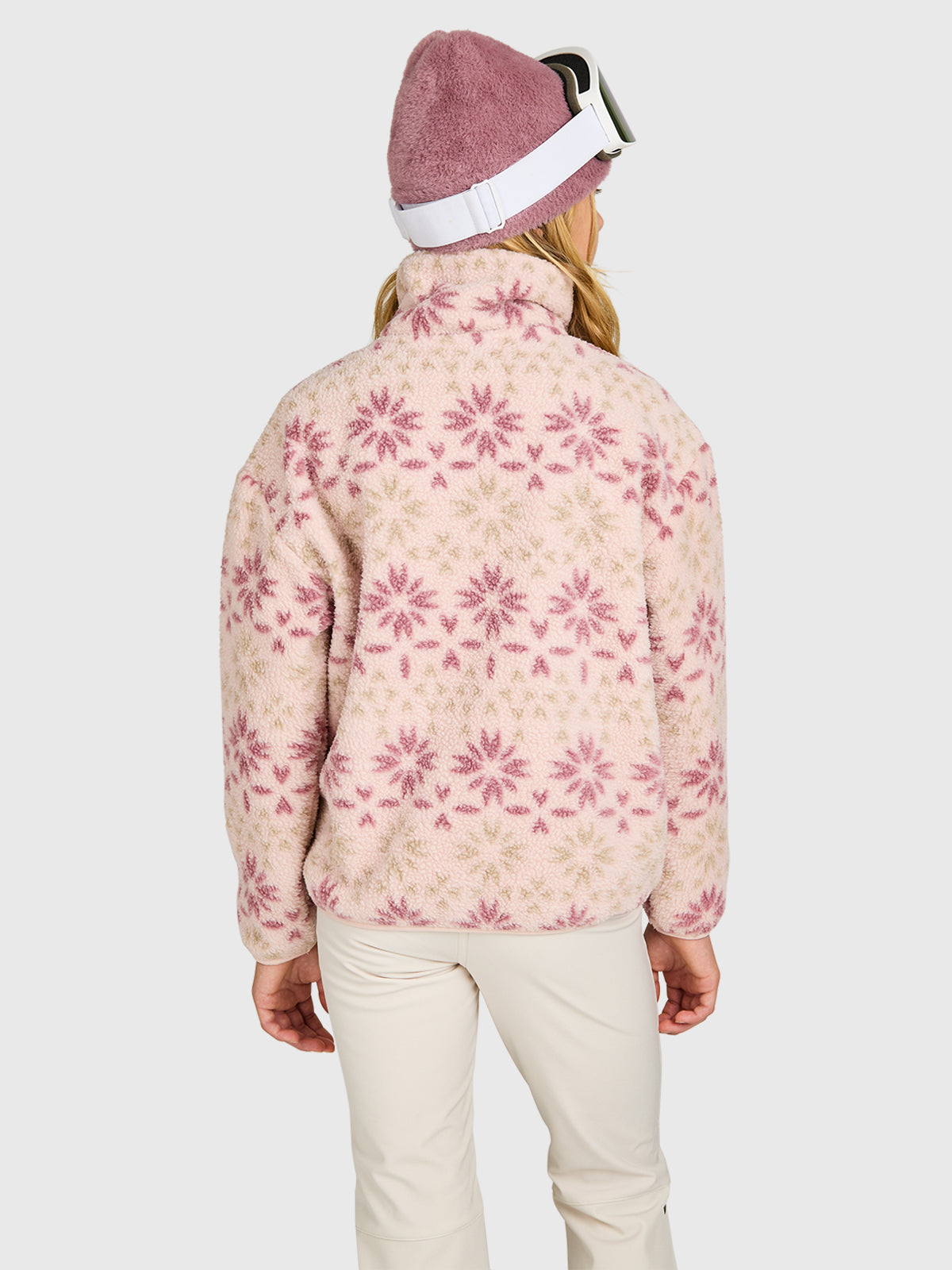 Rezany-Print Girls Snow Fleece | Sepia Rose
